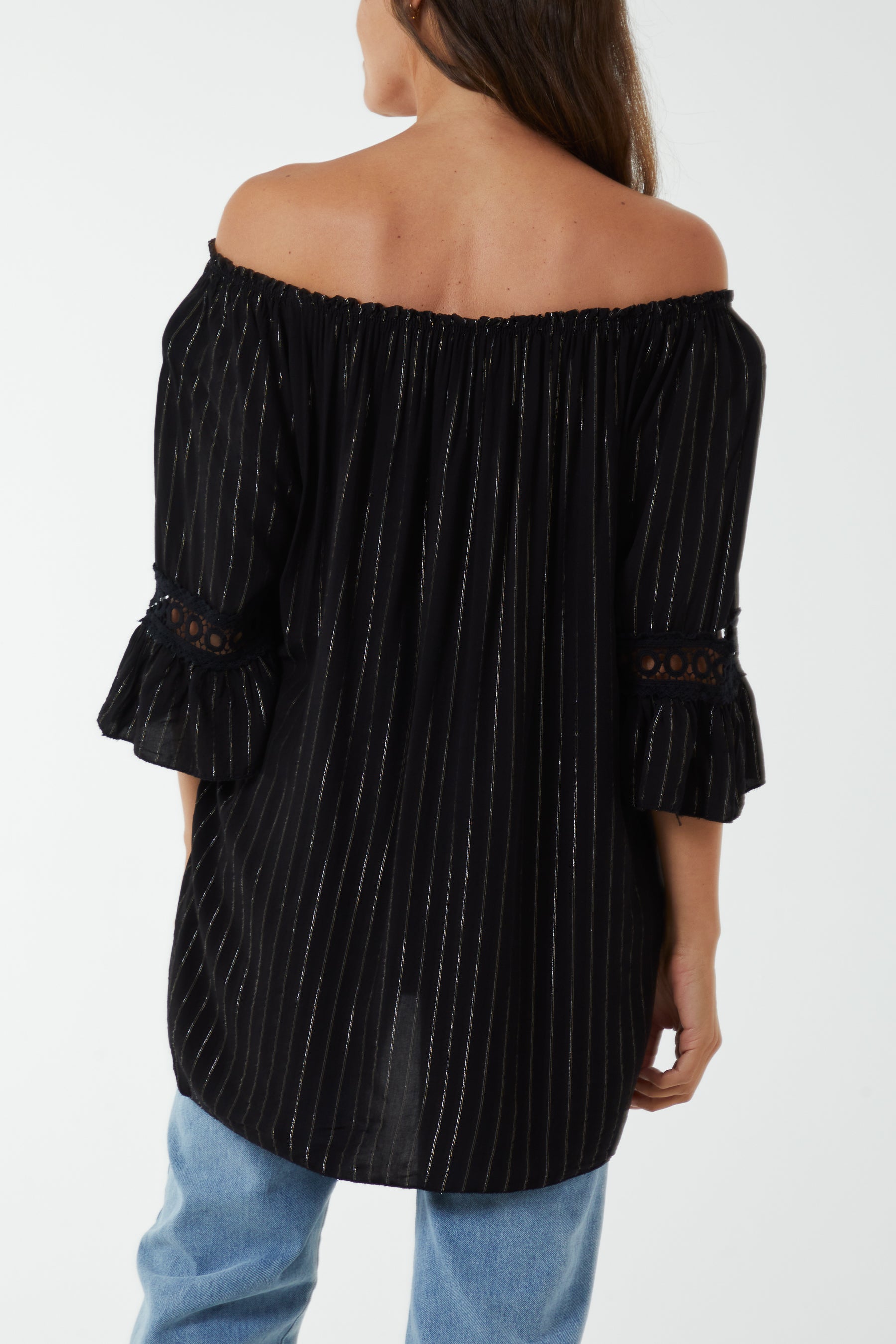 Metallic Stripe Bardot Top
