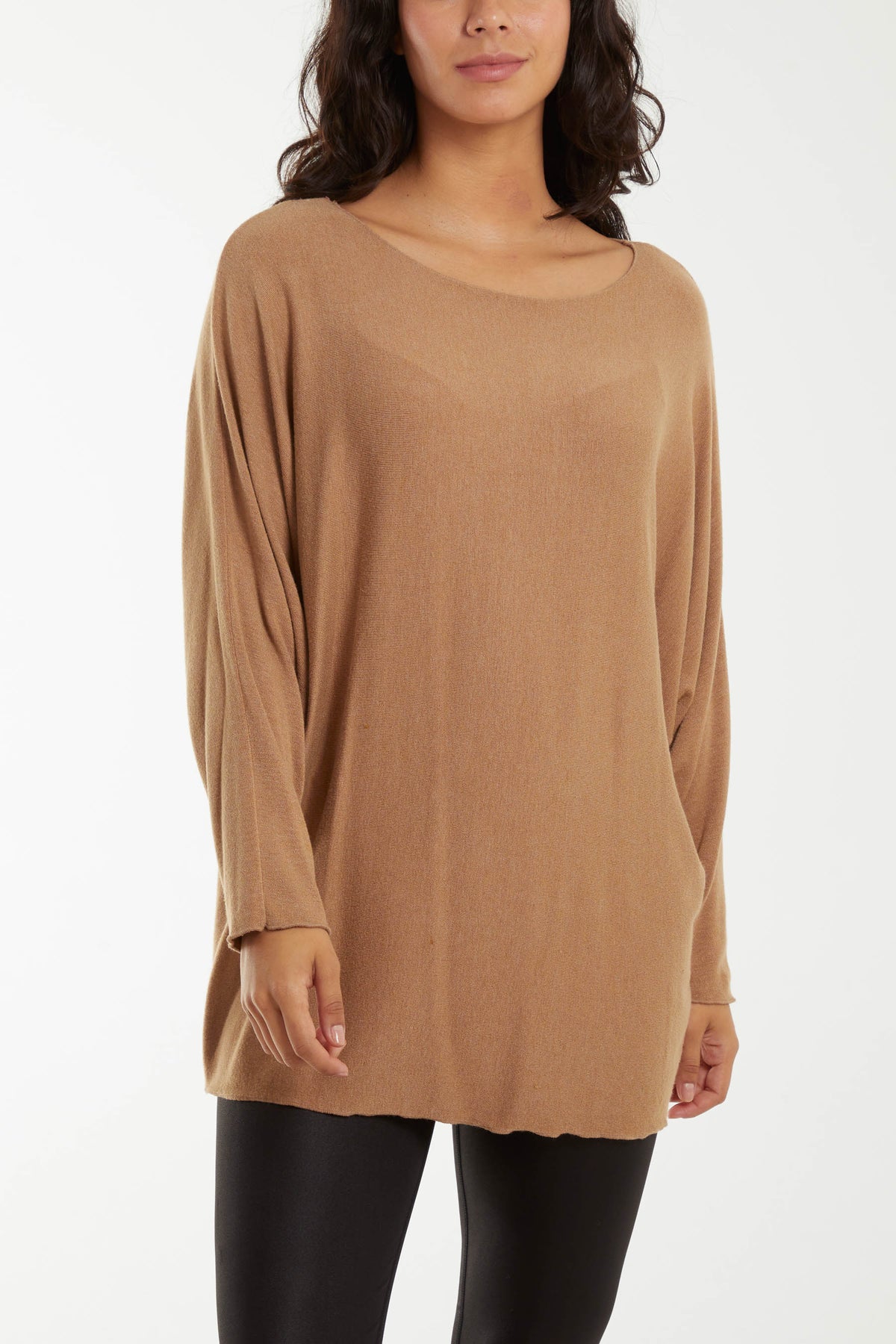 Round Neck Batwing Fine Knit Jumper