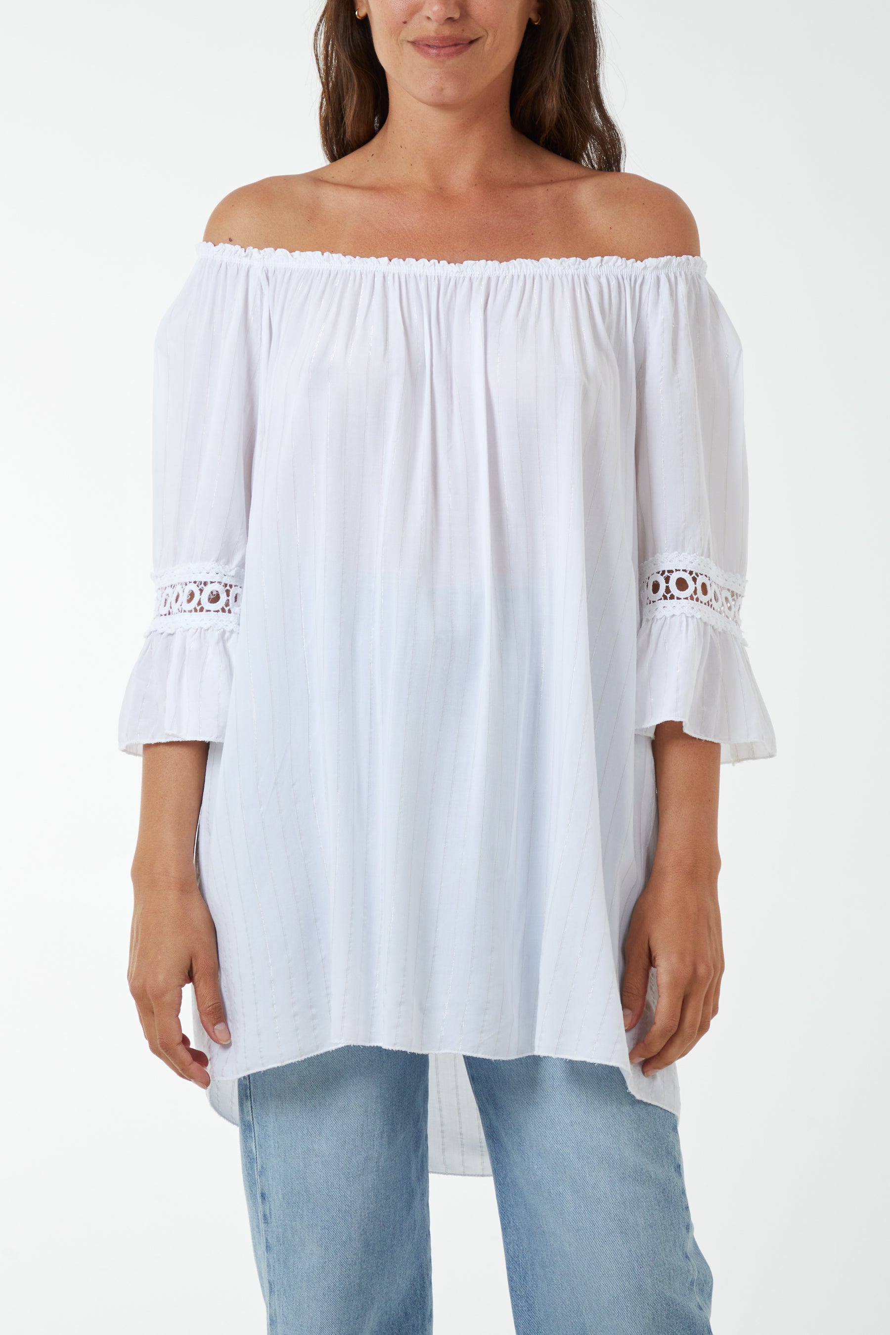 Metallic Stripe Bardot Top