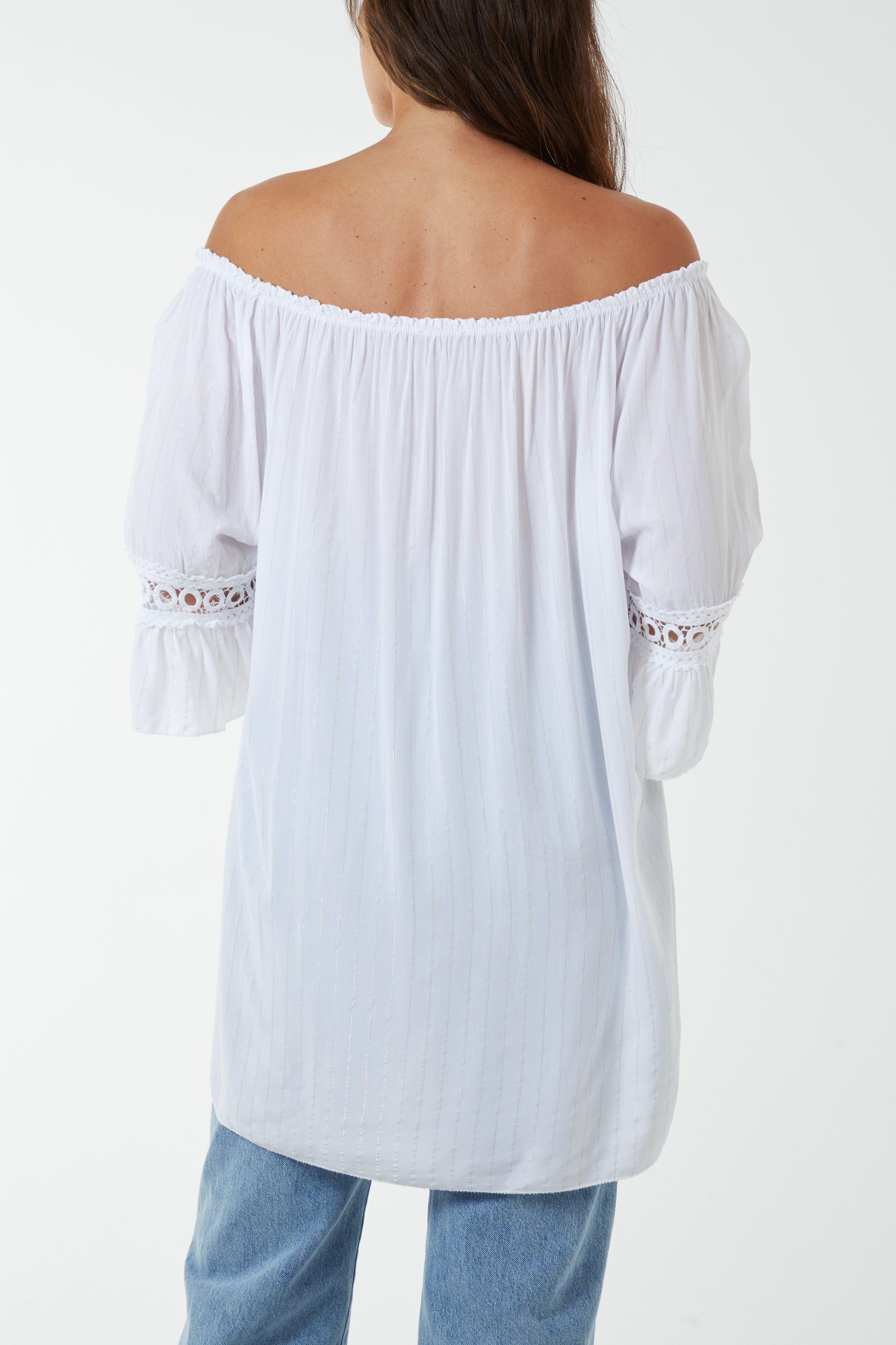 Metallic Stripe Bardot Top