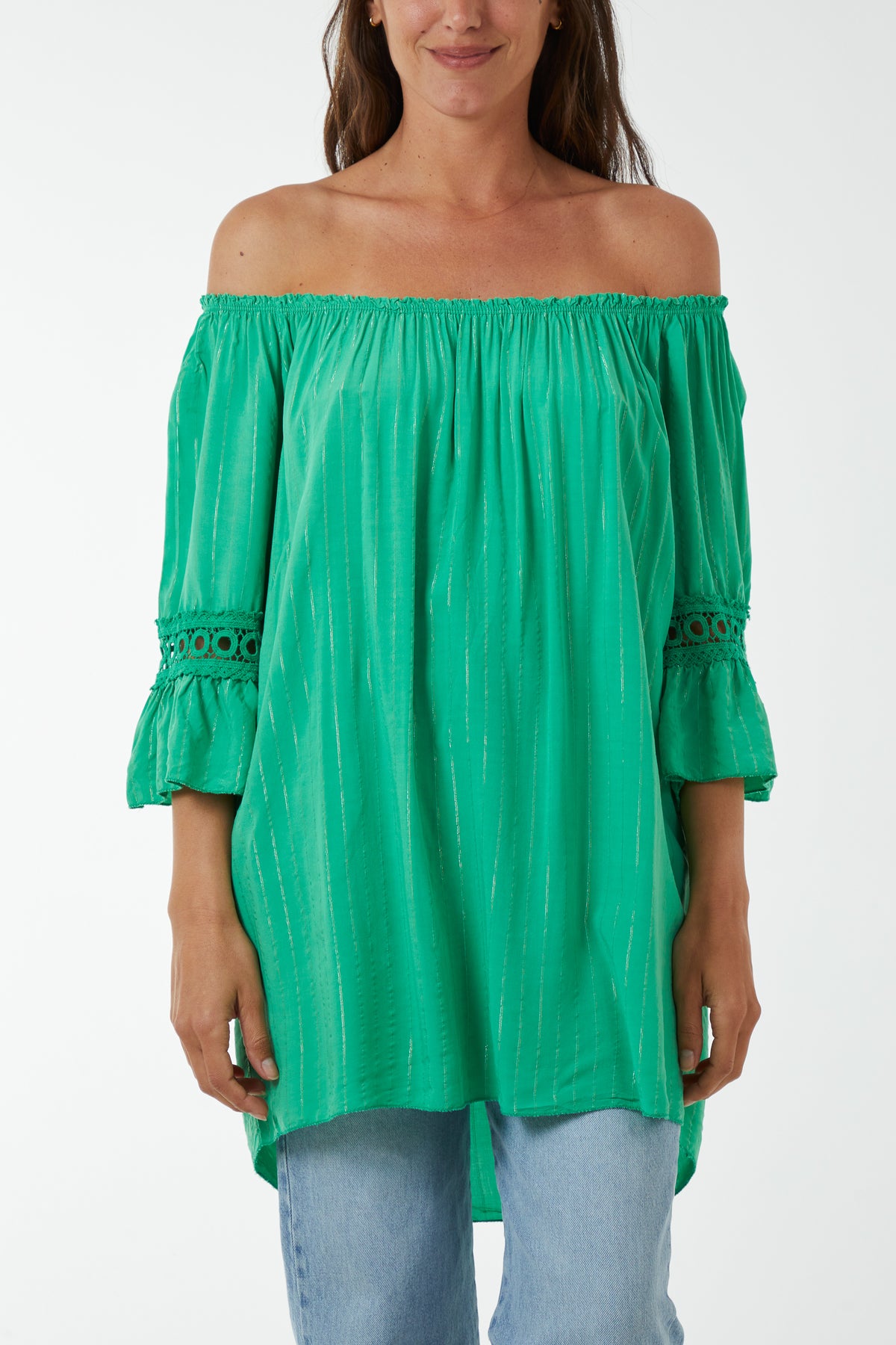 Metallic Stripe Bardot Top