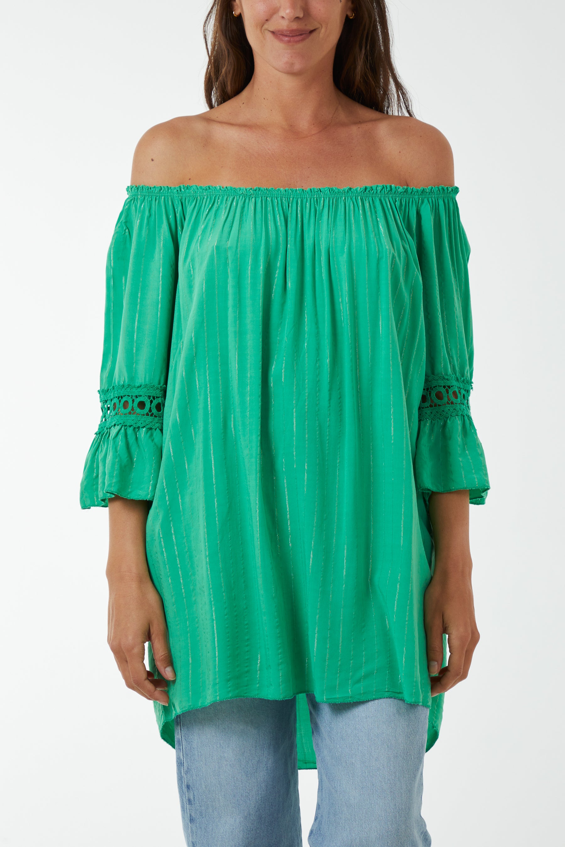 Metallic Stripe Bardot Top