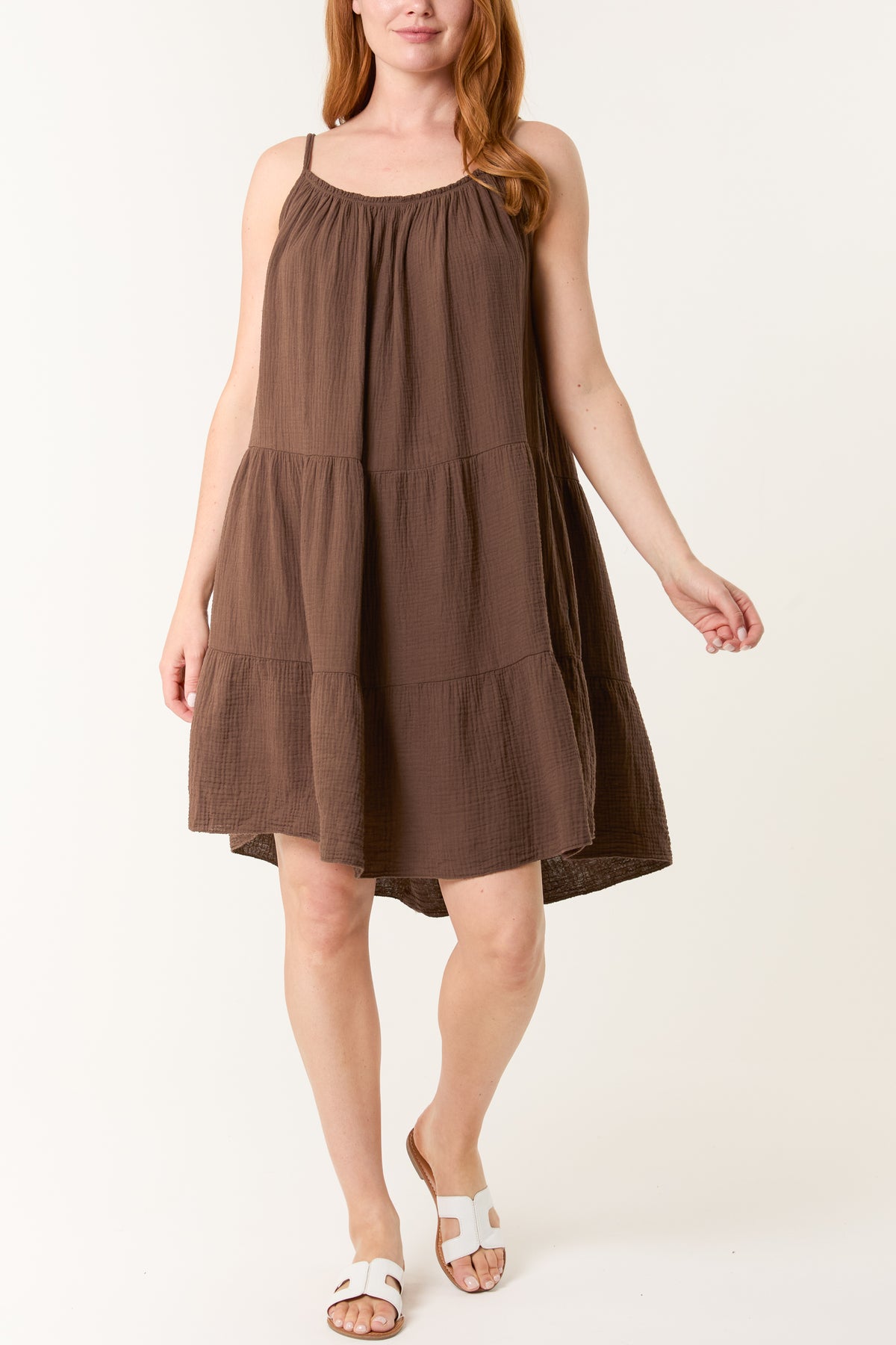 Cheesecloth Cami Tiered Mini Dress