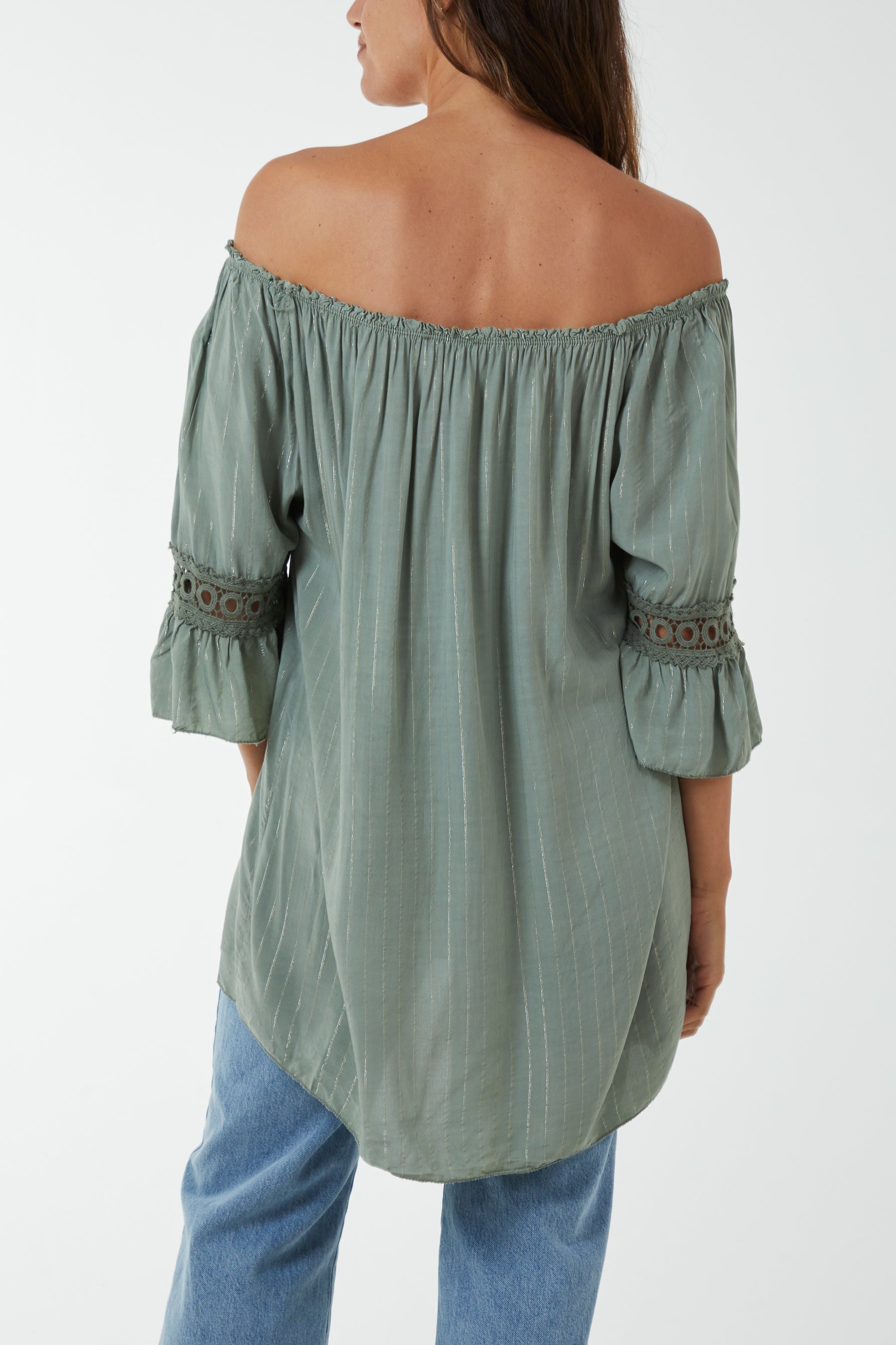 Metallic Stripe Bardot Top