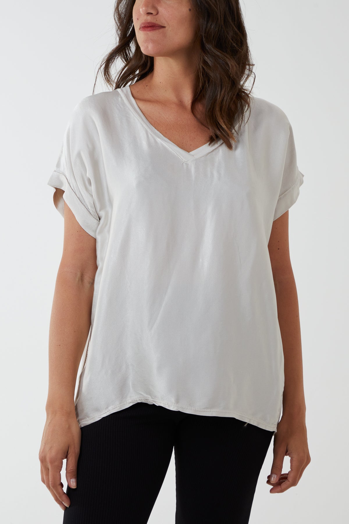 V-Neck Satin Feel T-Shirt