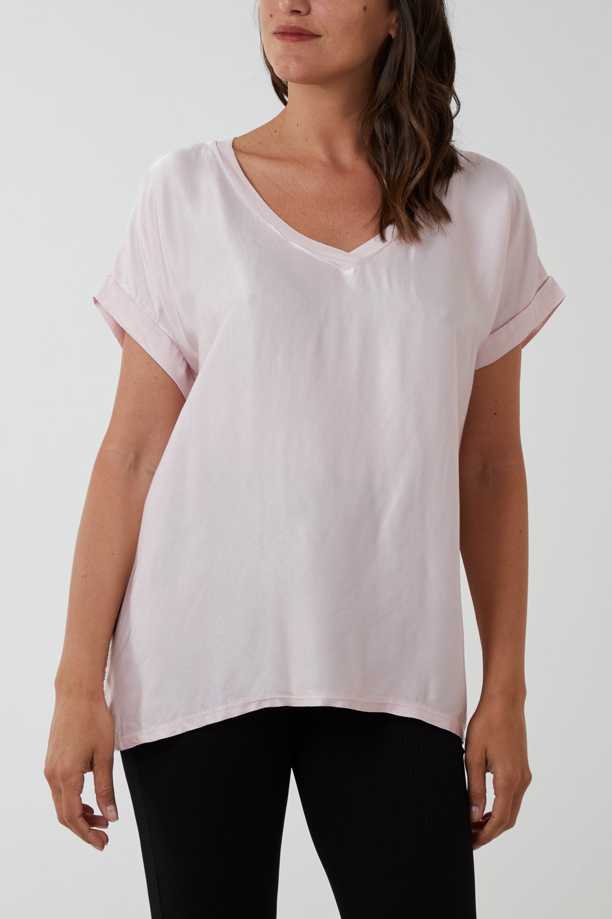 V-Neck Satin Feel T-Shirt