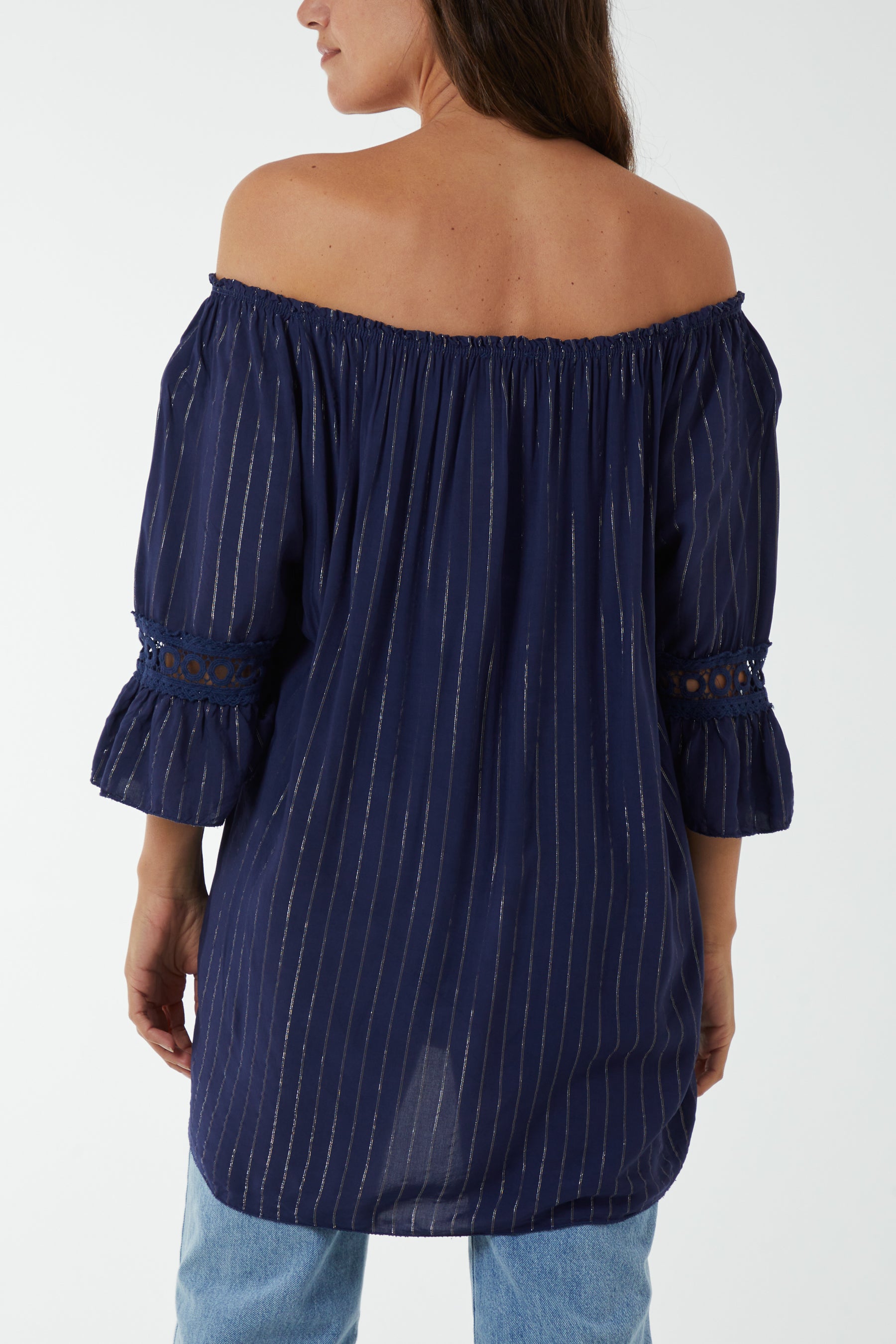 Metallic Stripe Bardot Top