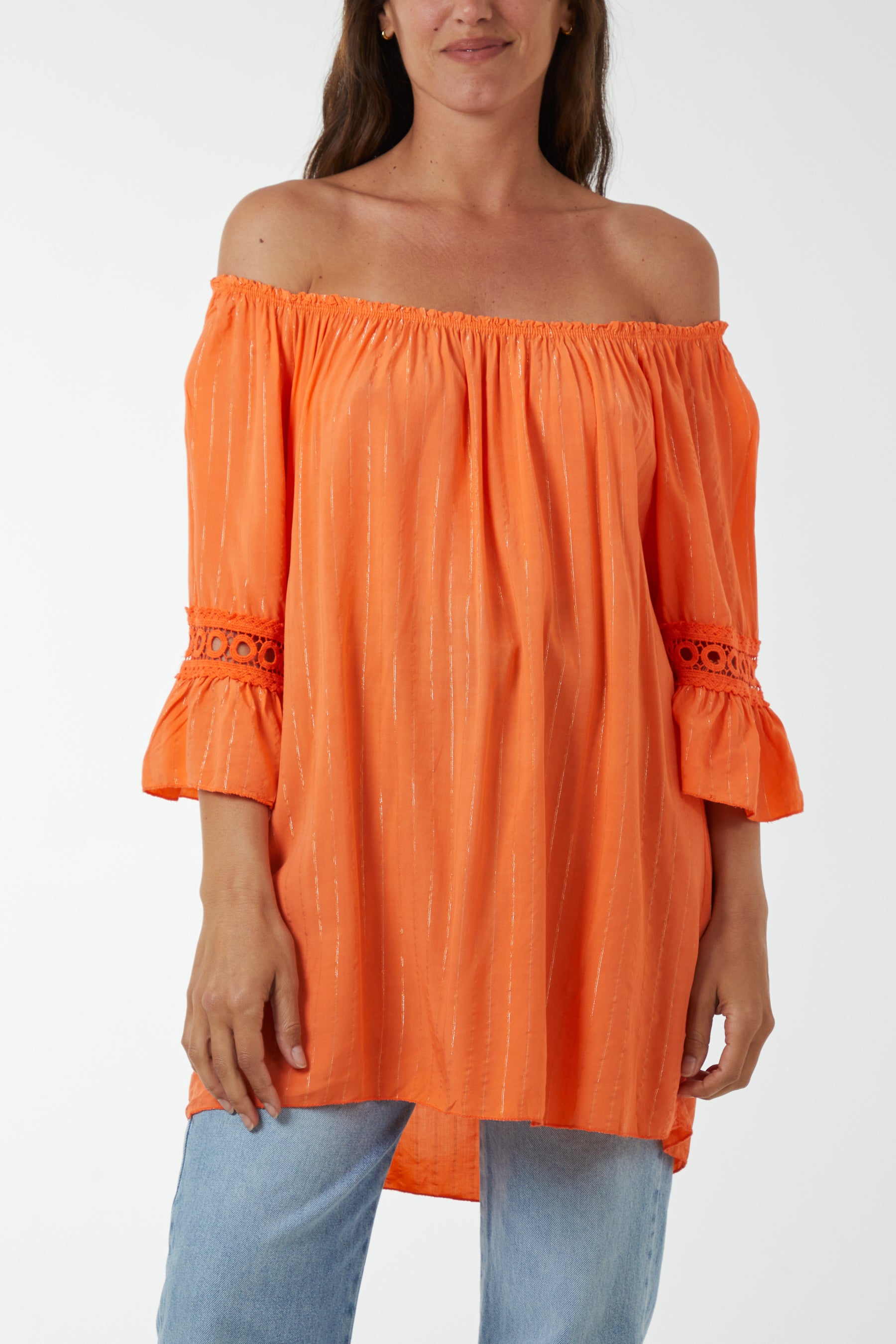 Metallic Stripe Bardot Top