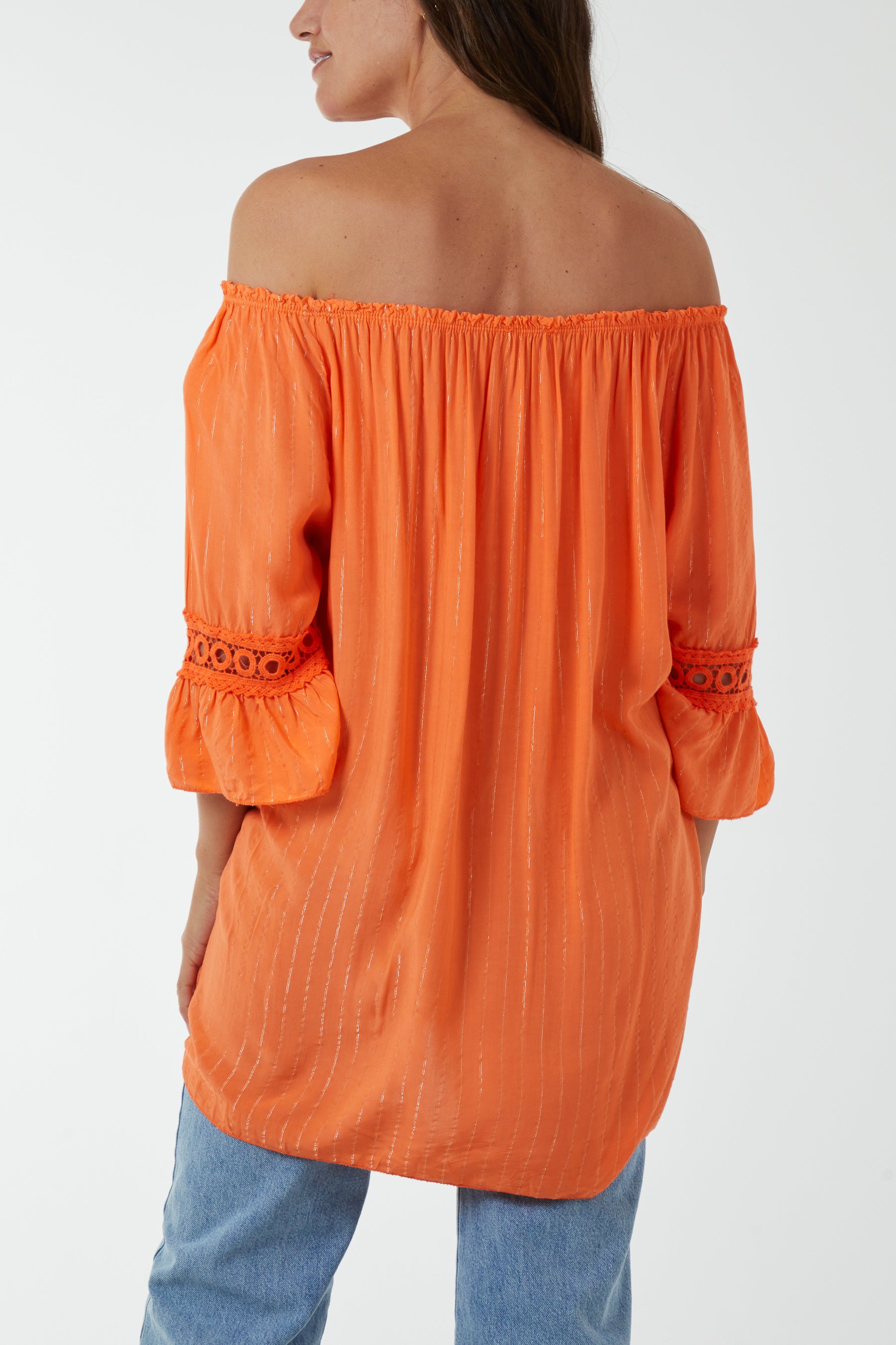 Metallic Stripe Bardot Top
