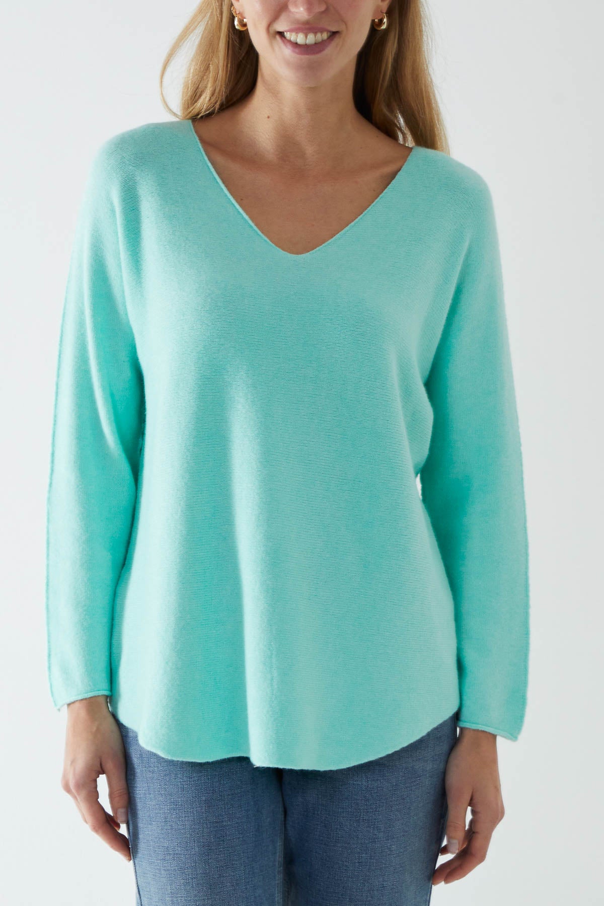 V Neck Jumper With Raw Edge