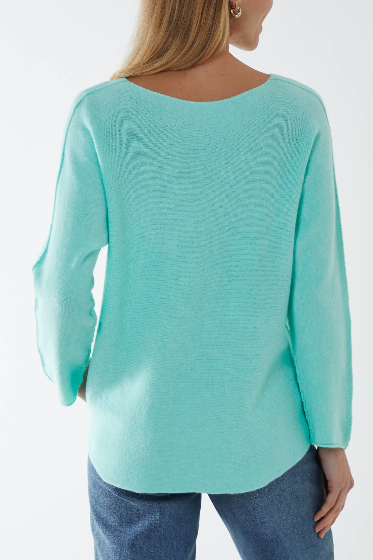 V Neck Jumper With Raw Edge