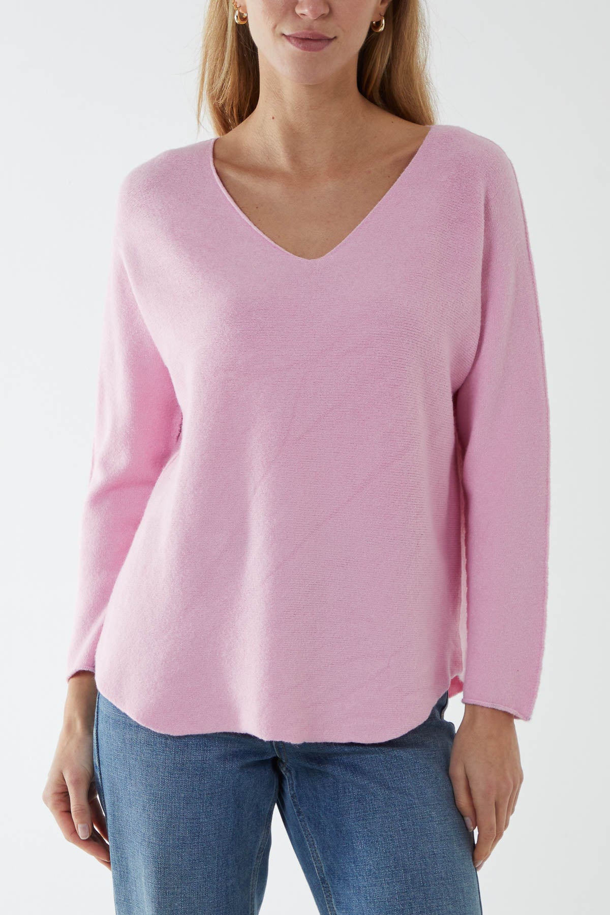 V Neck Jumper With Raw Edge
