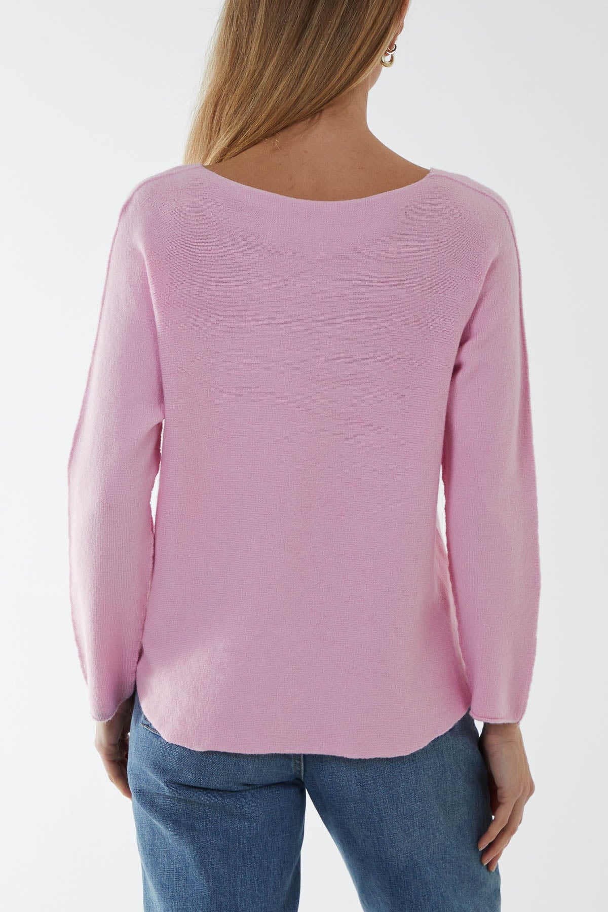 V Neck Jumper With Raw Edge