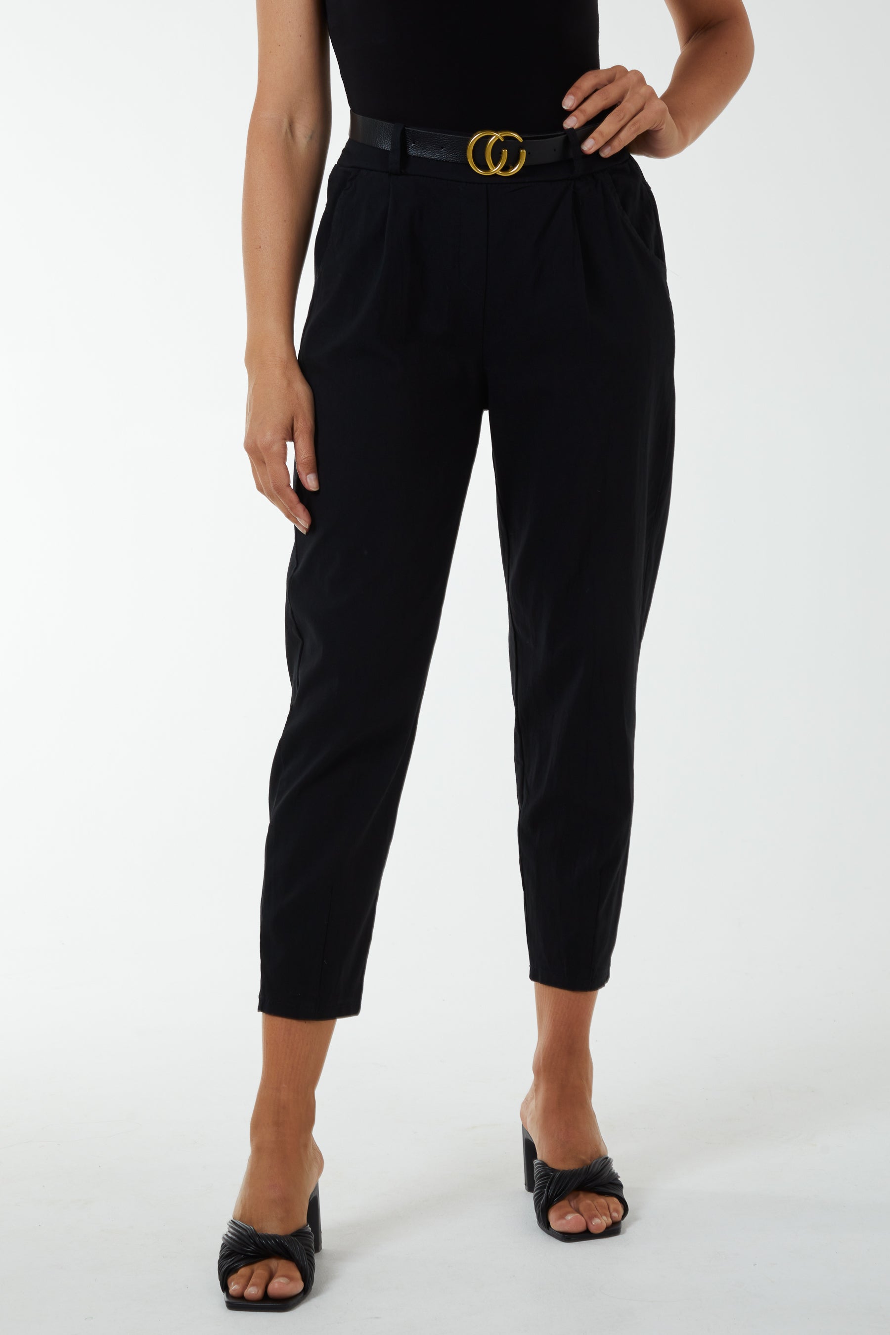 High waisted shop trousers with belt