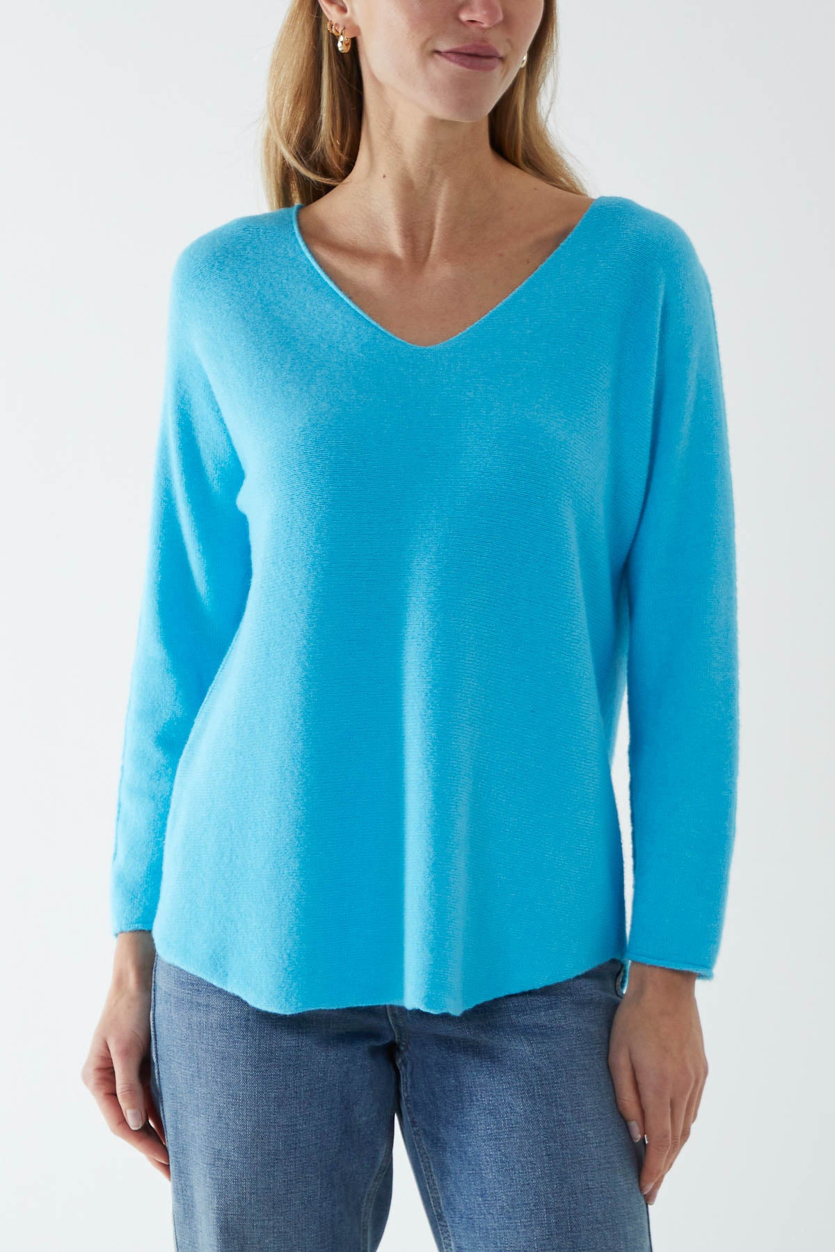 V Neck Jumper With Raw Edge
