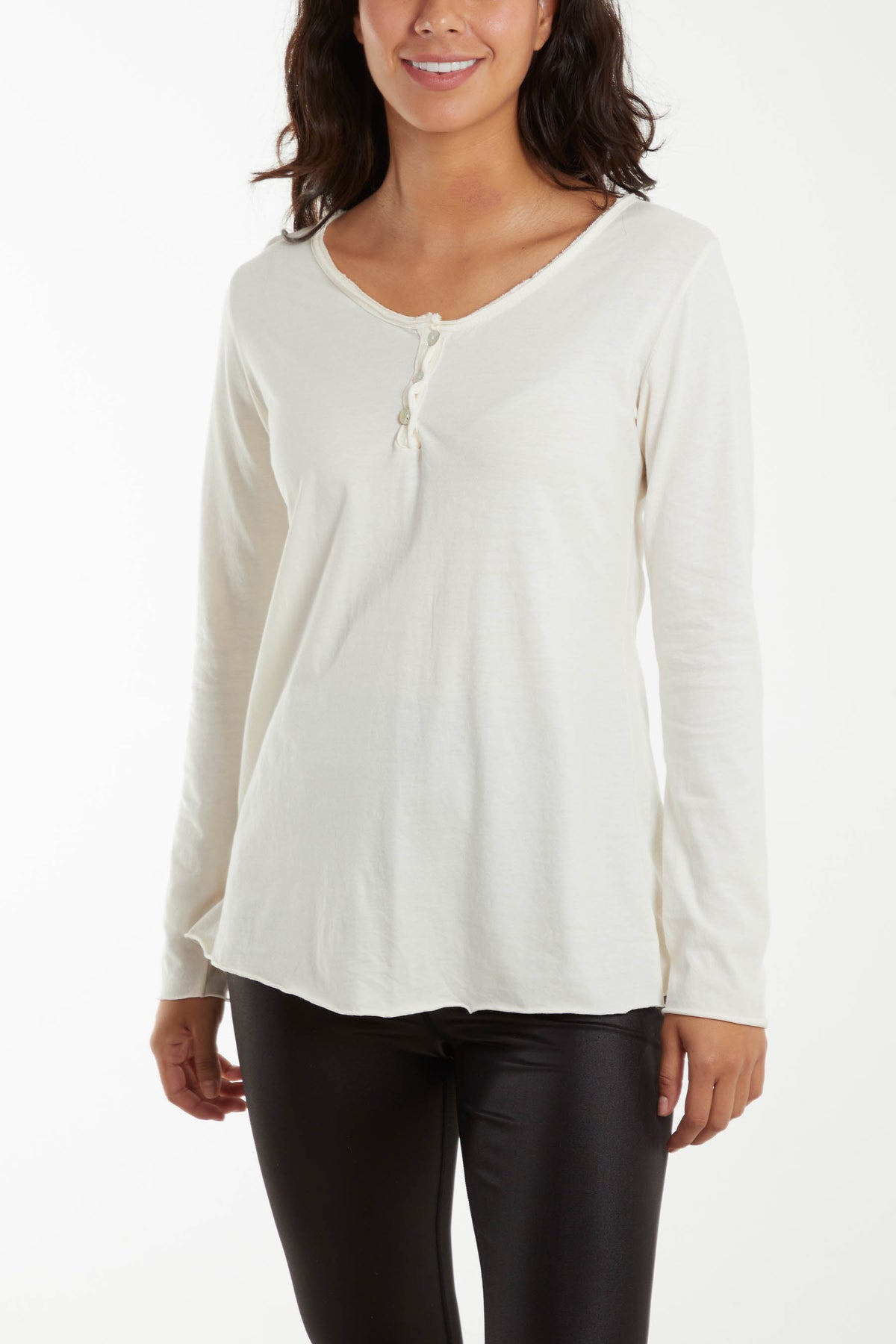 Tortoiseshell Buttons Long Sleeve T-Shirt