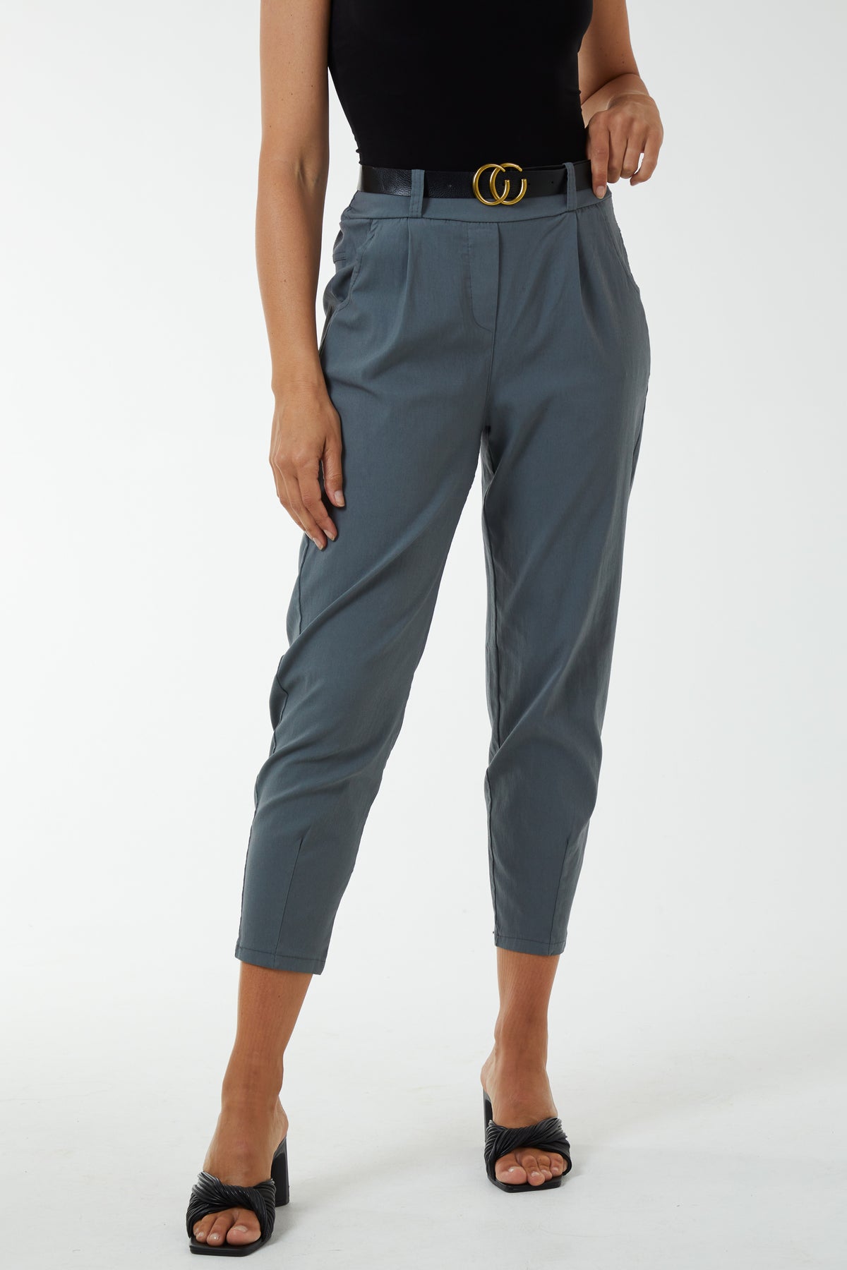 High Waisted Trousers with Belt