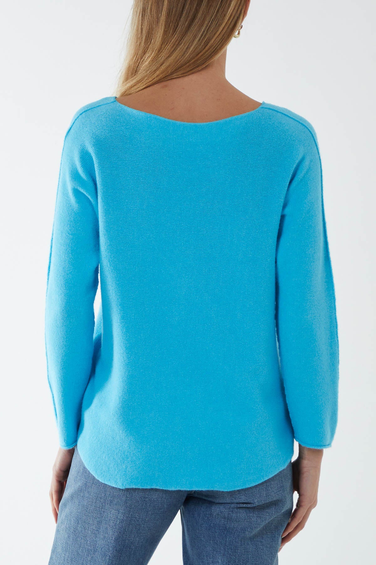 V Neck Jumper With Raw Edge