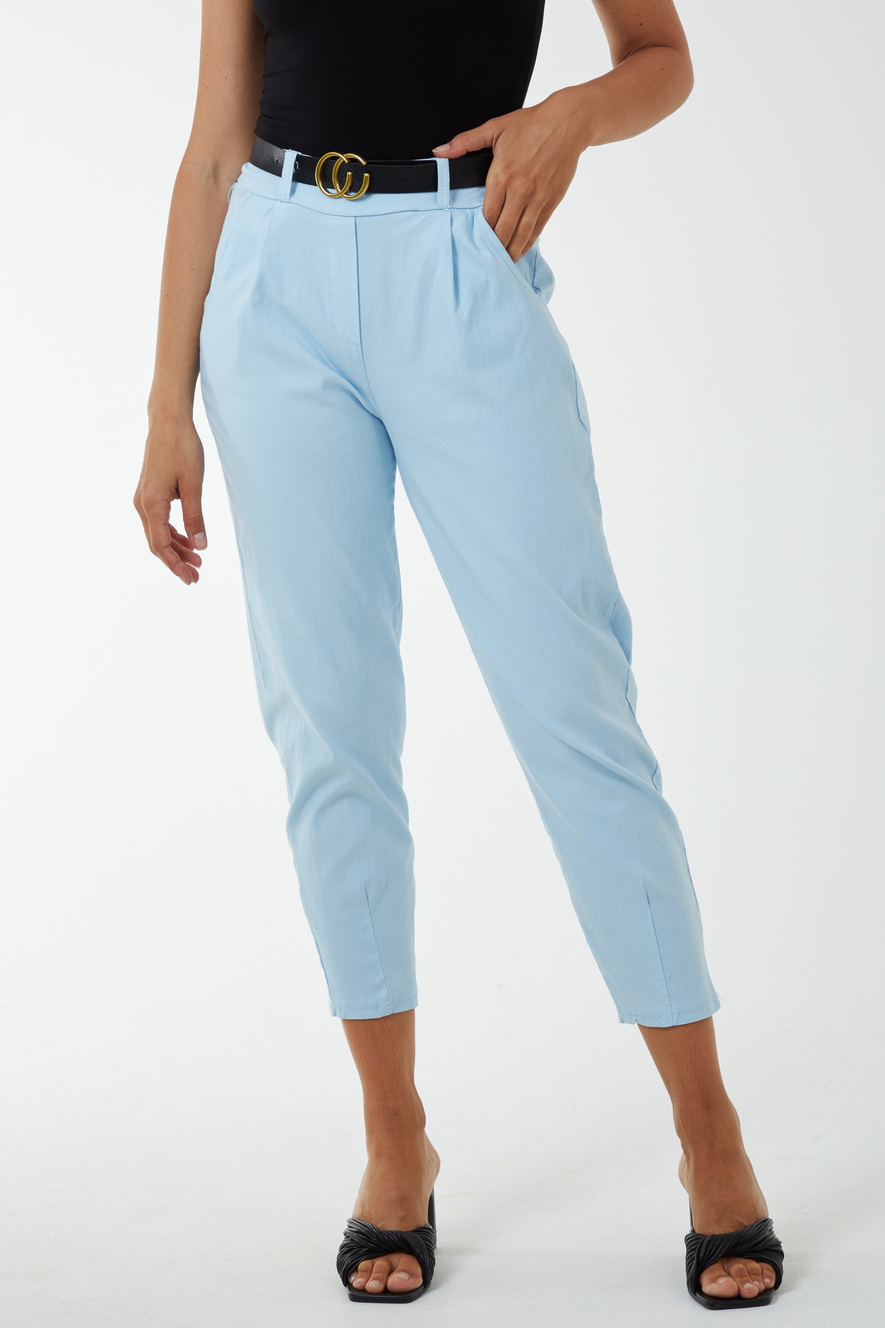 High Waisted Trousers with Belt