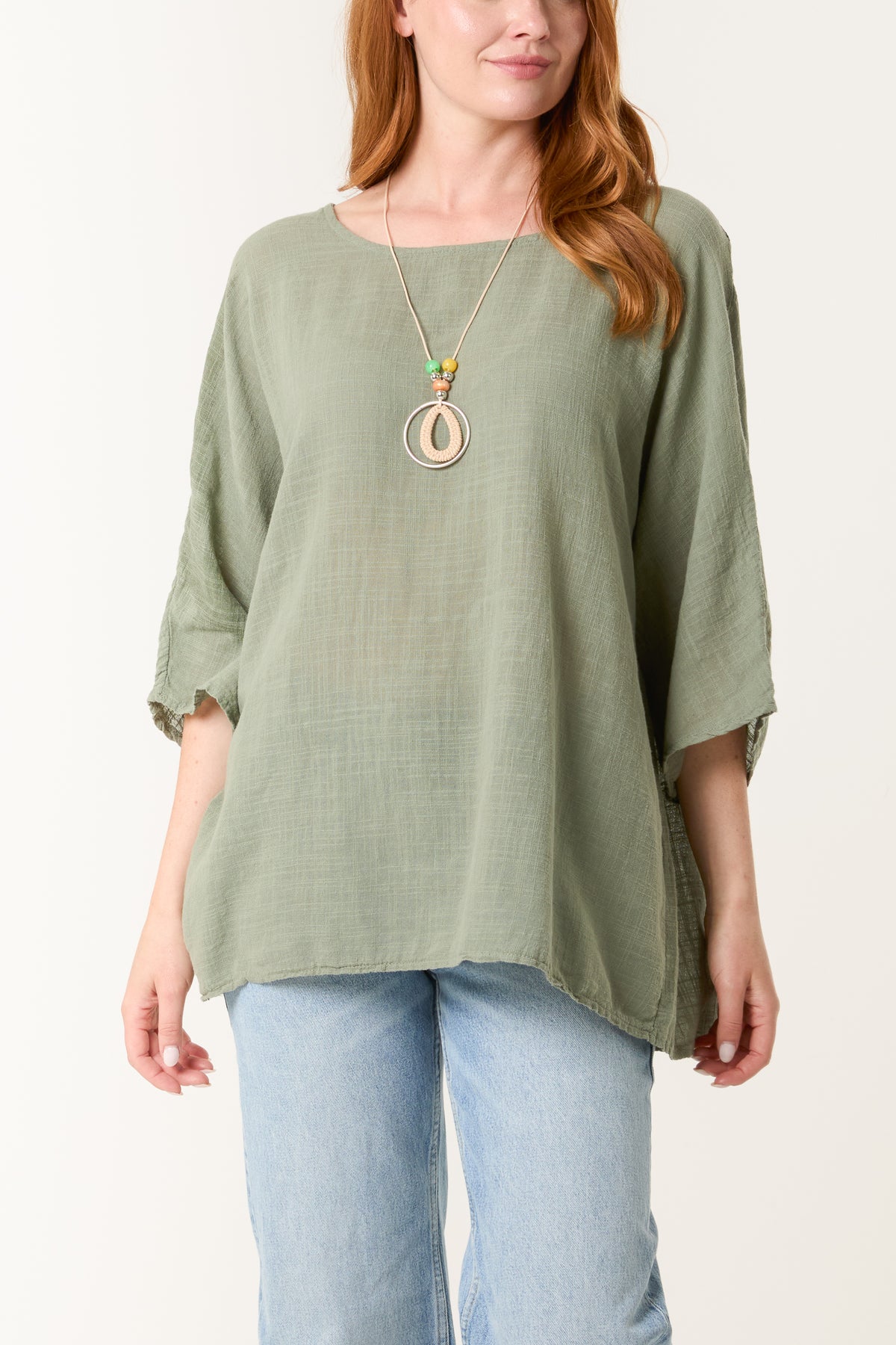 Necklace Pure Cotton Round Neck Top