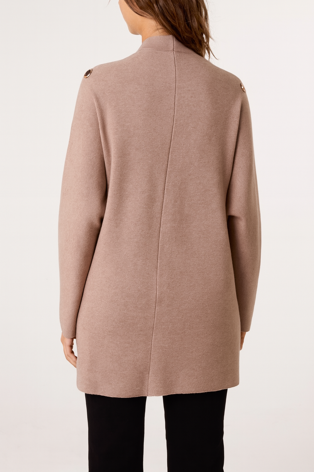 Button Sleeve Open Front Cardigan