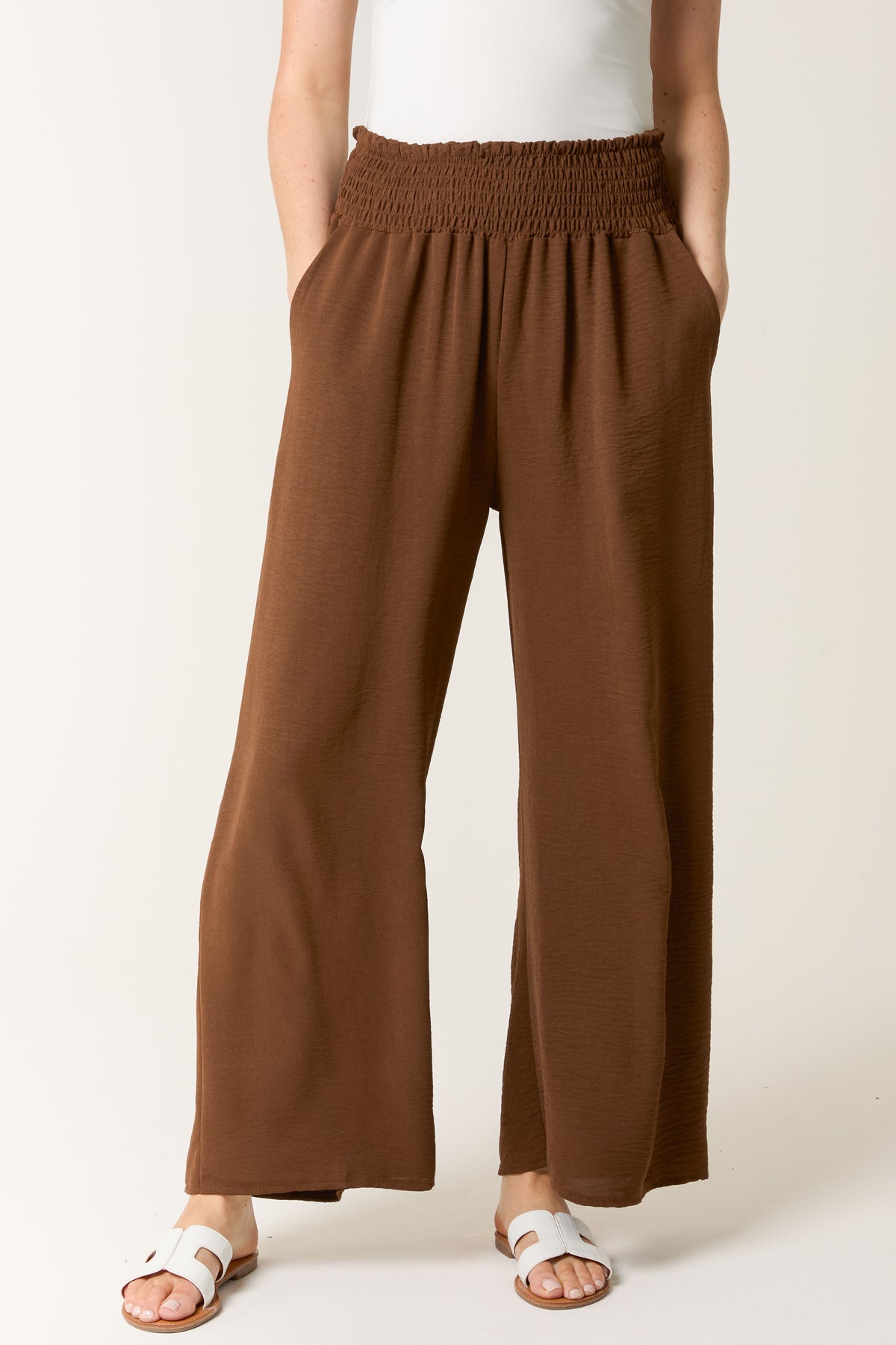 Elasticated Waist Wide Leg Trousers