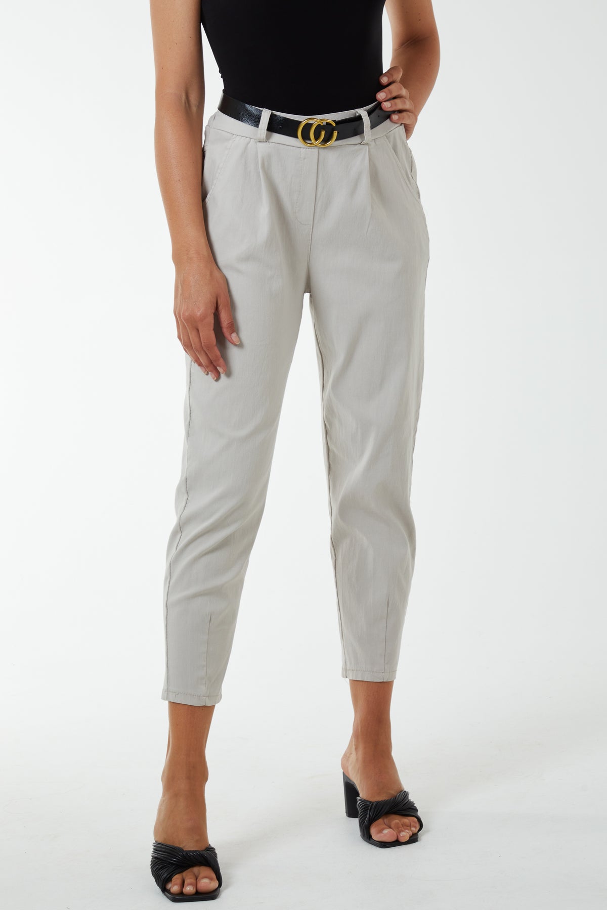 High Waisted Trousers with Belt