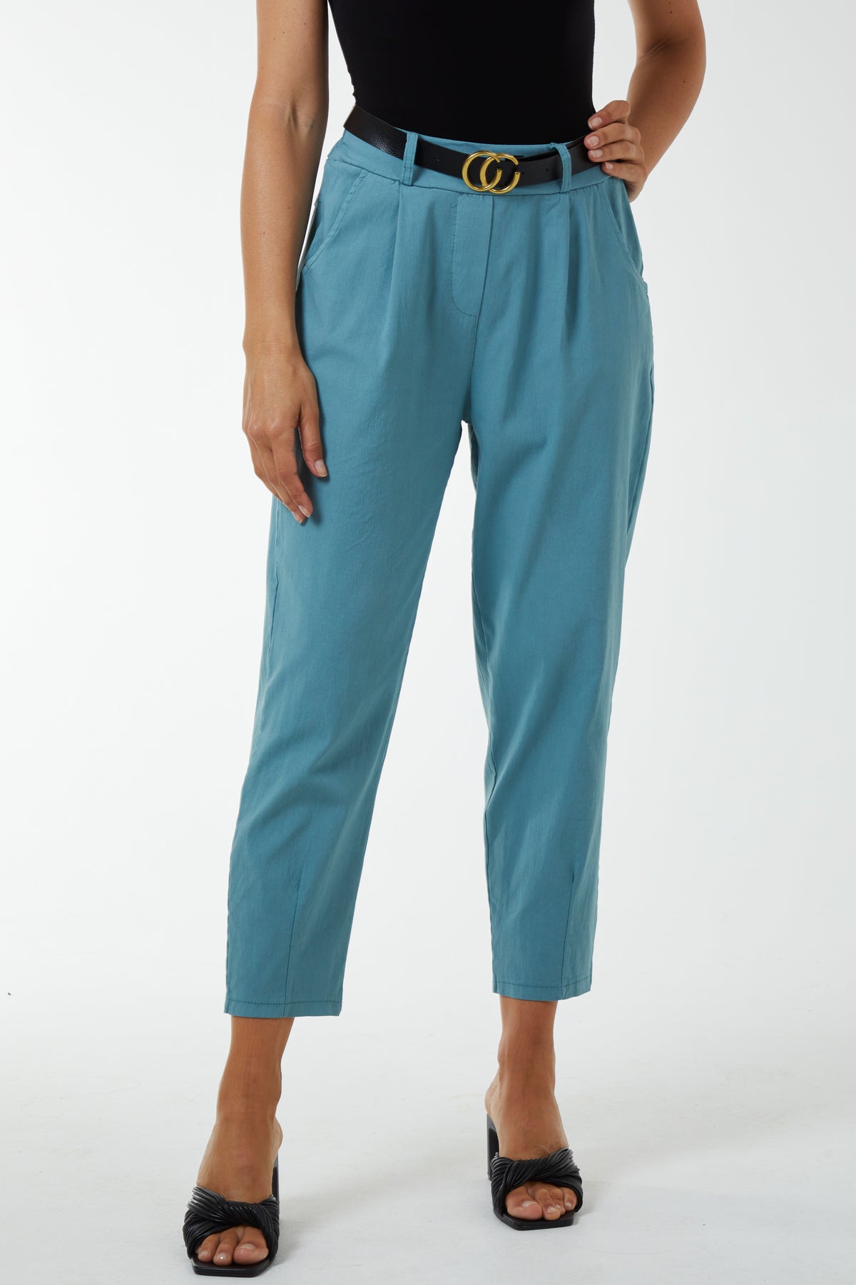 High Waisted Trousers with Belt
