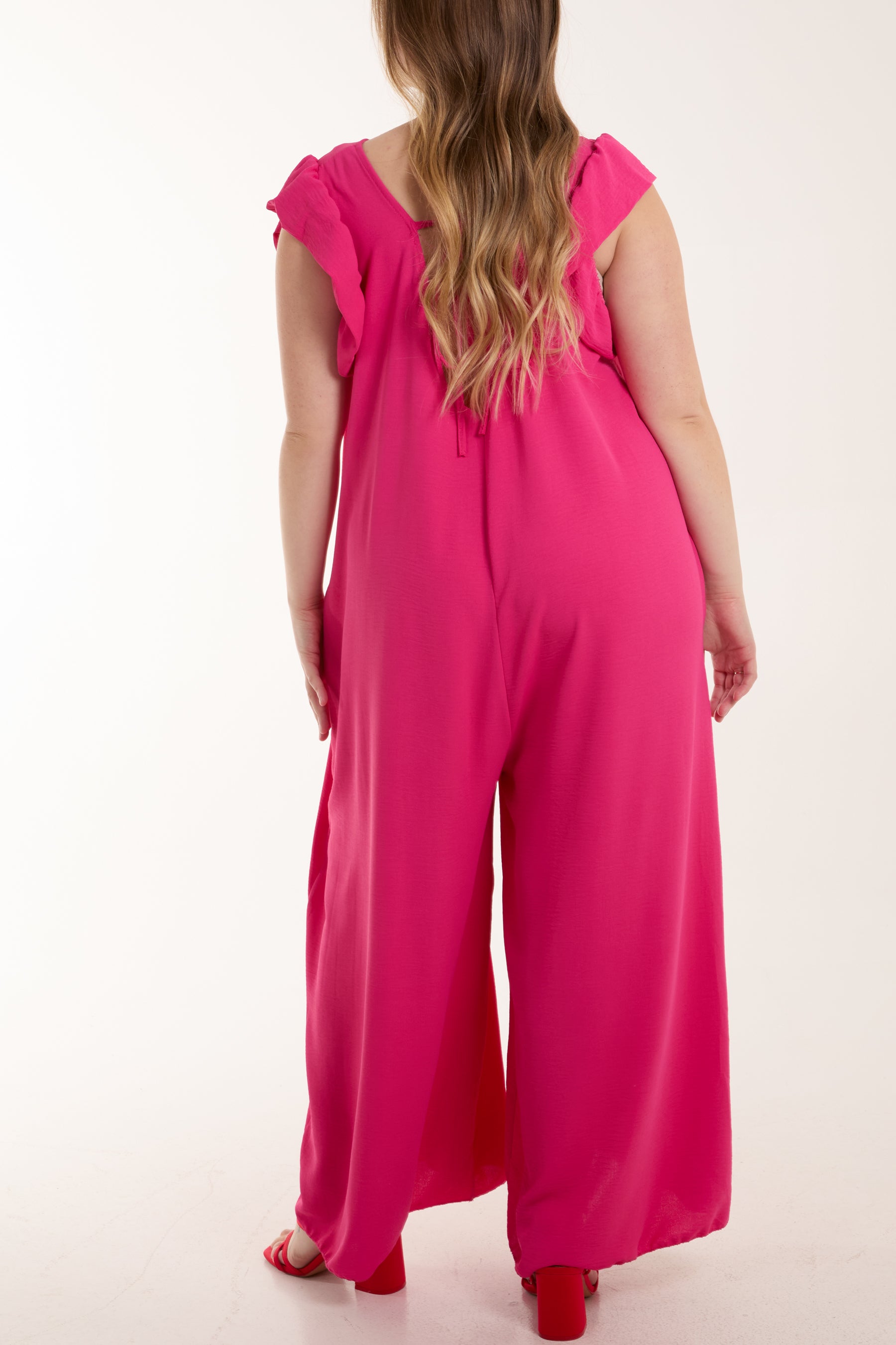 Ruffle Sleeve Wide Leg Jumpsuit