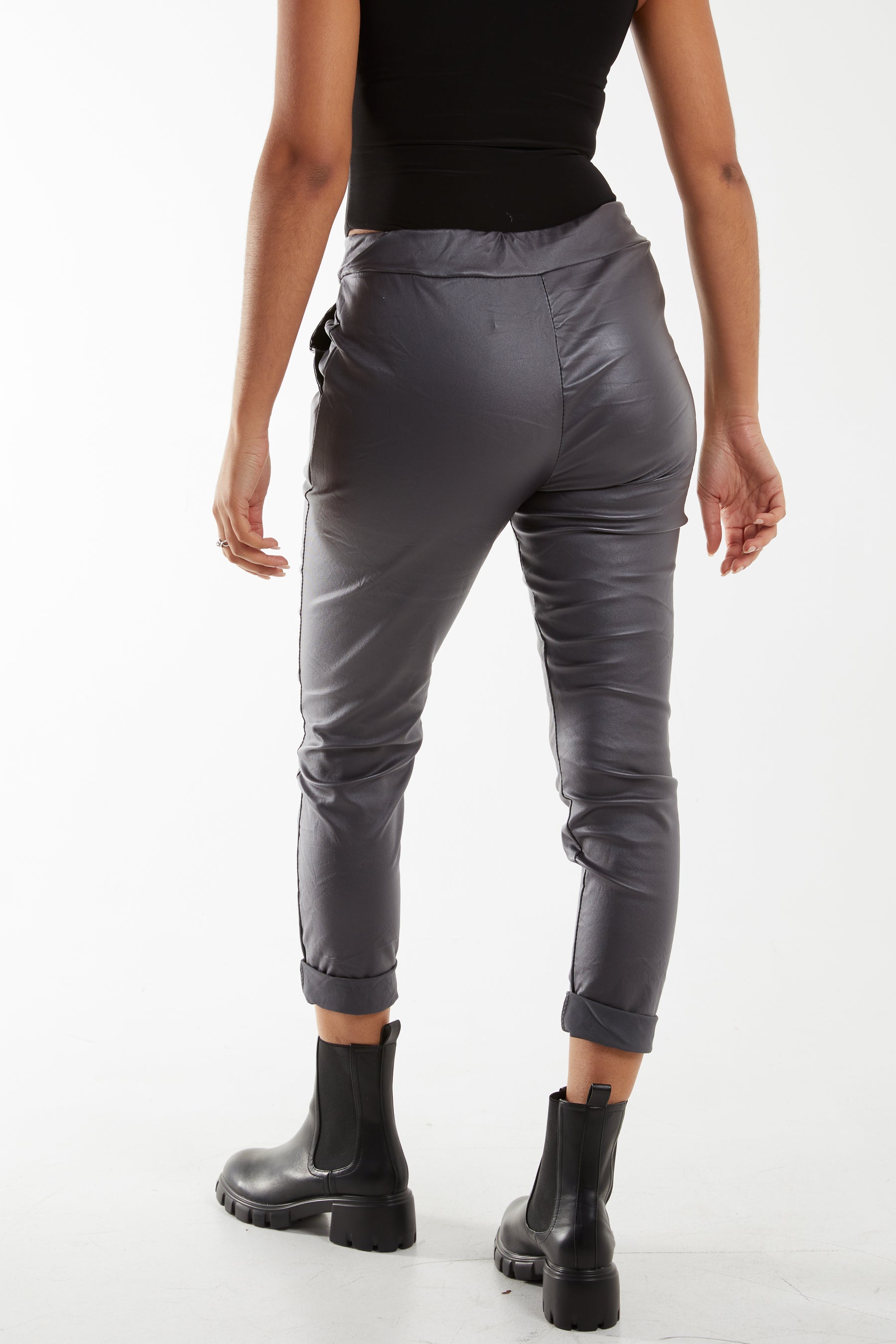 Magic Stretch PU Coated Crushed Trousers