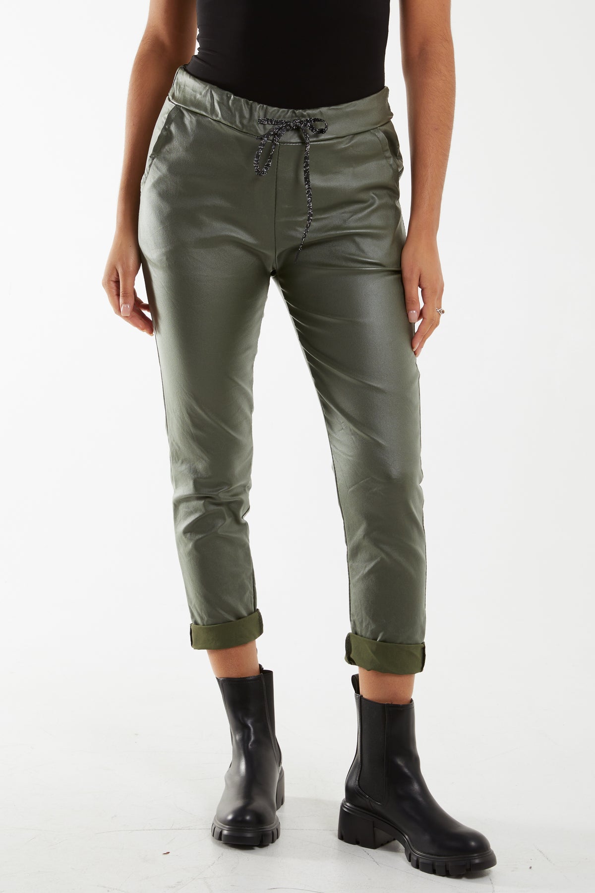 Magic Stretch PU Coated Crushed Trousers