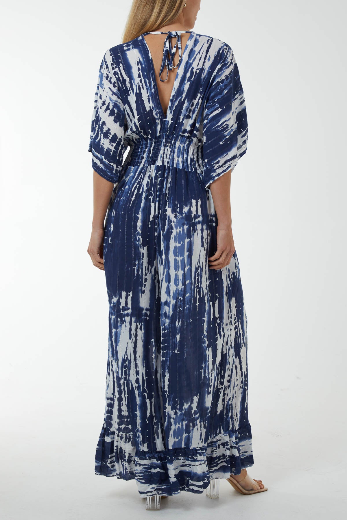 Tied Back Shirred Bodice Jumpsuit