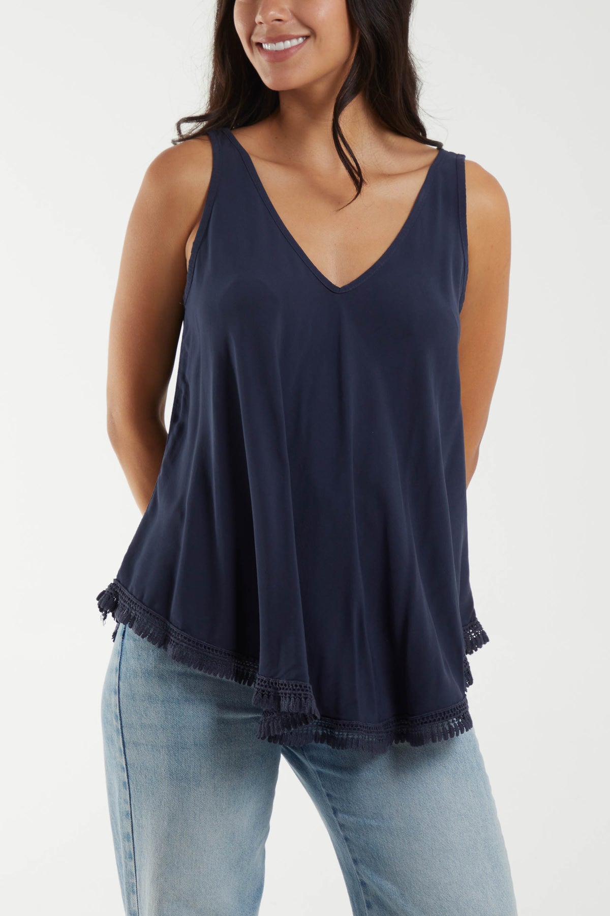 Tassel Hem V-Neck Vest