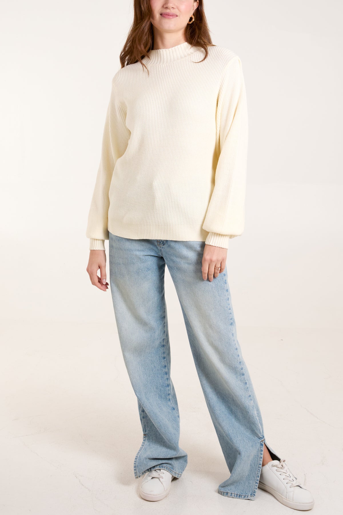 Cream Soft Knit Round Neck Jumper
