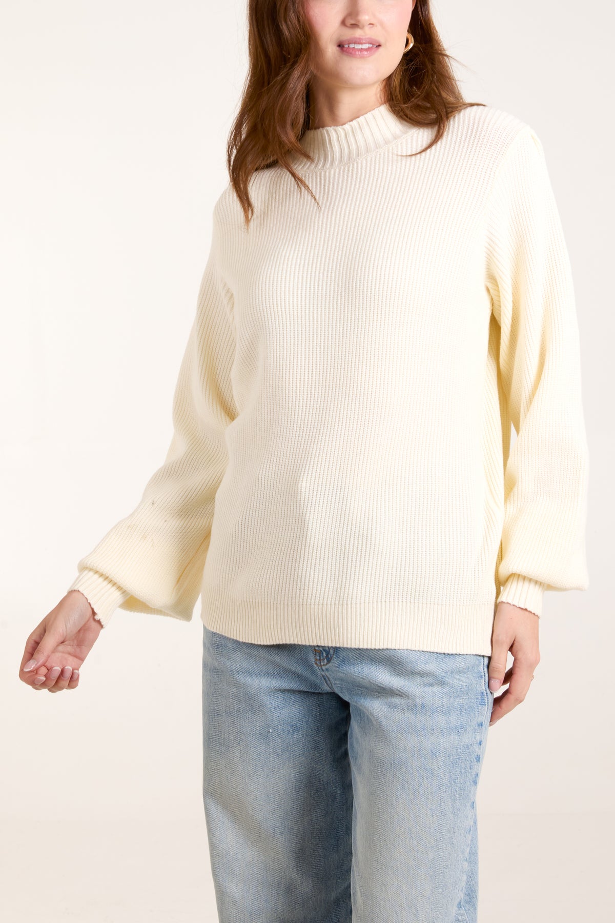Cream Soft Knit Round Neck Jumper