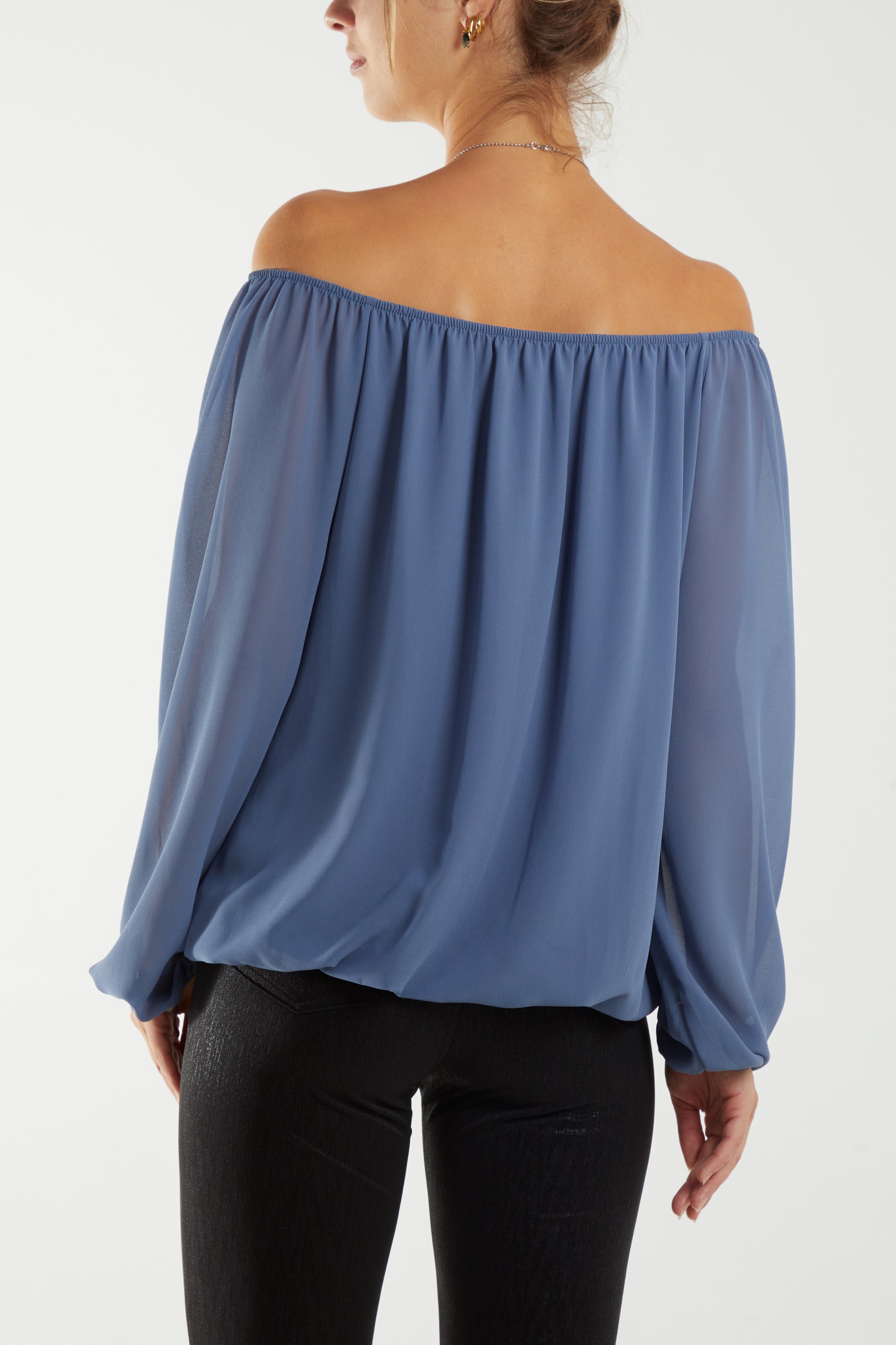 Off The Shoulder Puffball Necklace Top