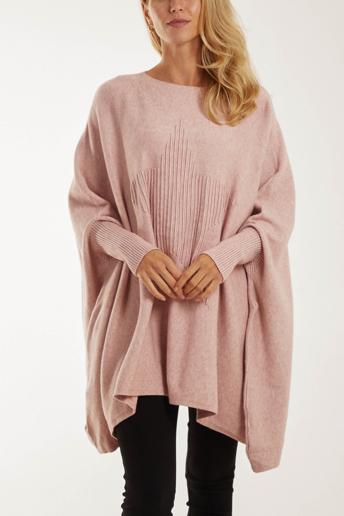 Ribbed Star Batwing Poncho