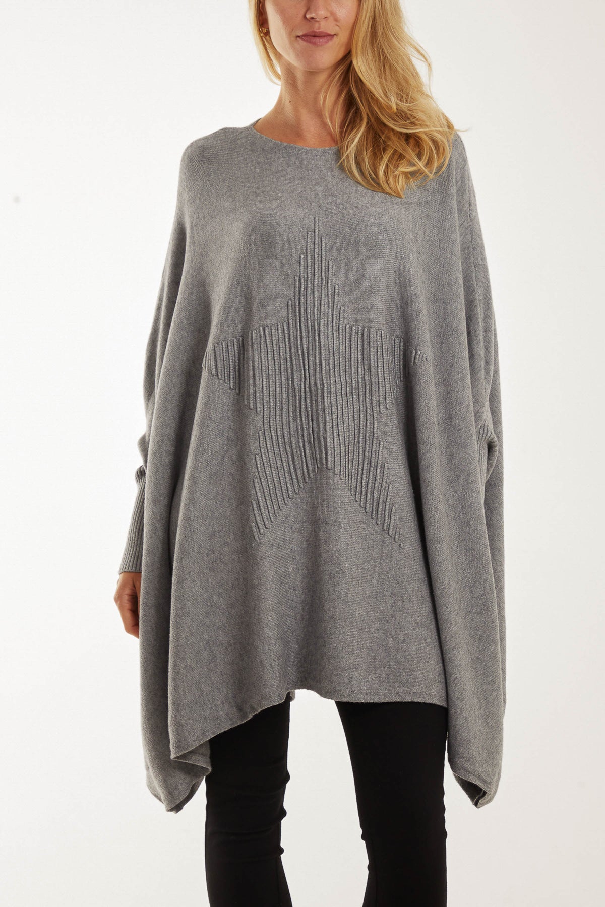 Ribbed Star Batwing Poncho