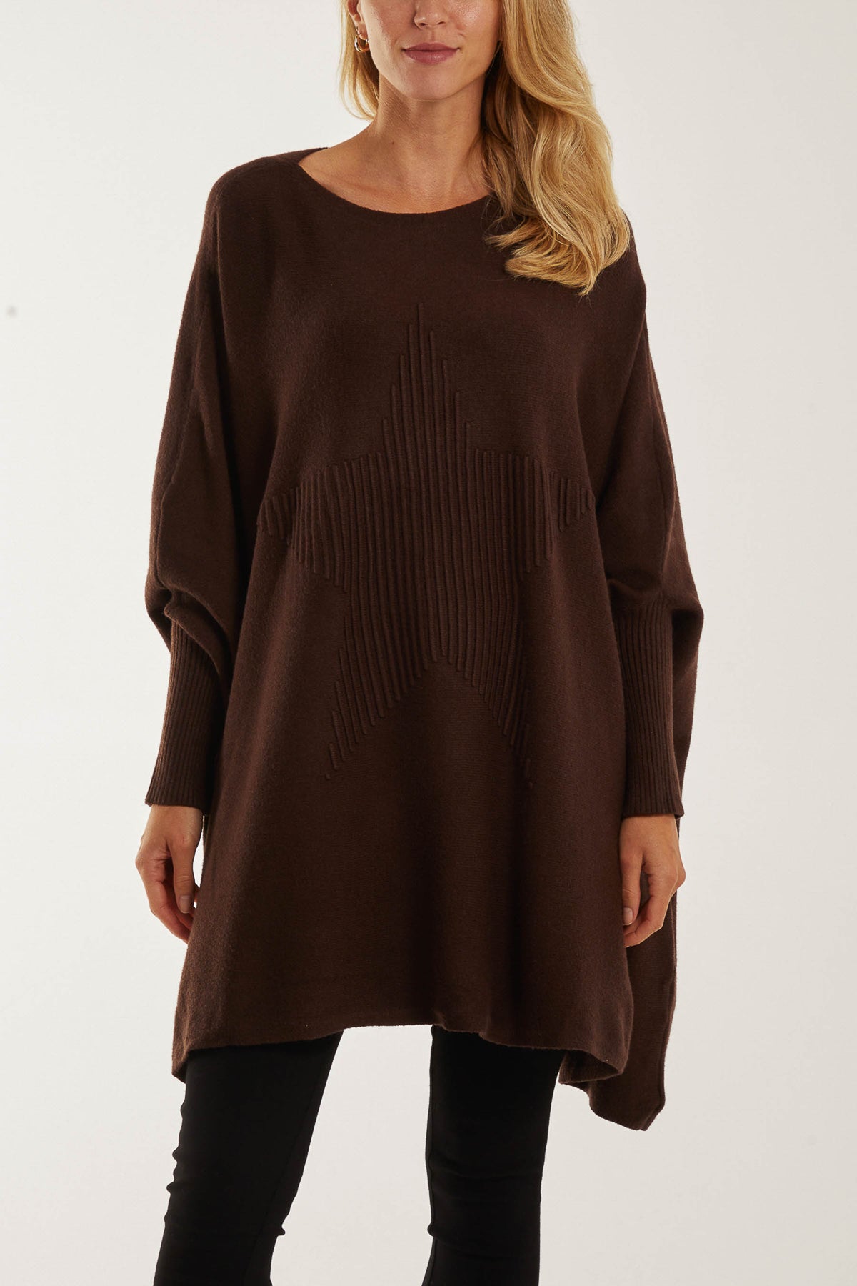 Ribbed Star Batwing Poncho