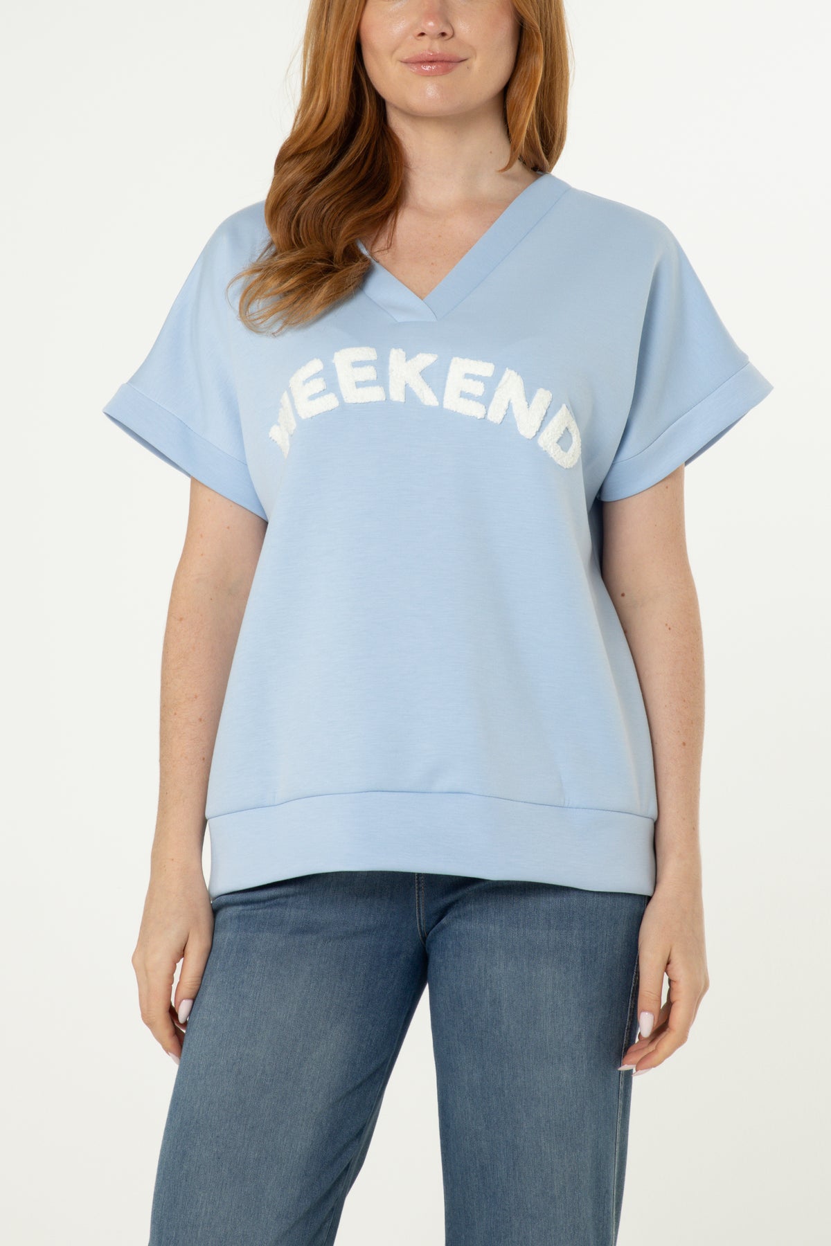 "Weekend" Short Sleeve Sweat Top