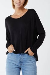 Basic Long Sleeve High Low Top