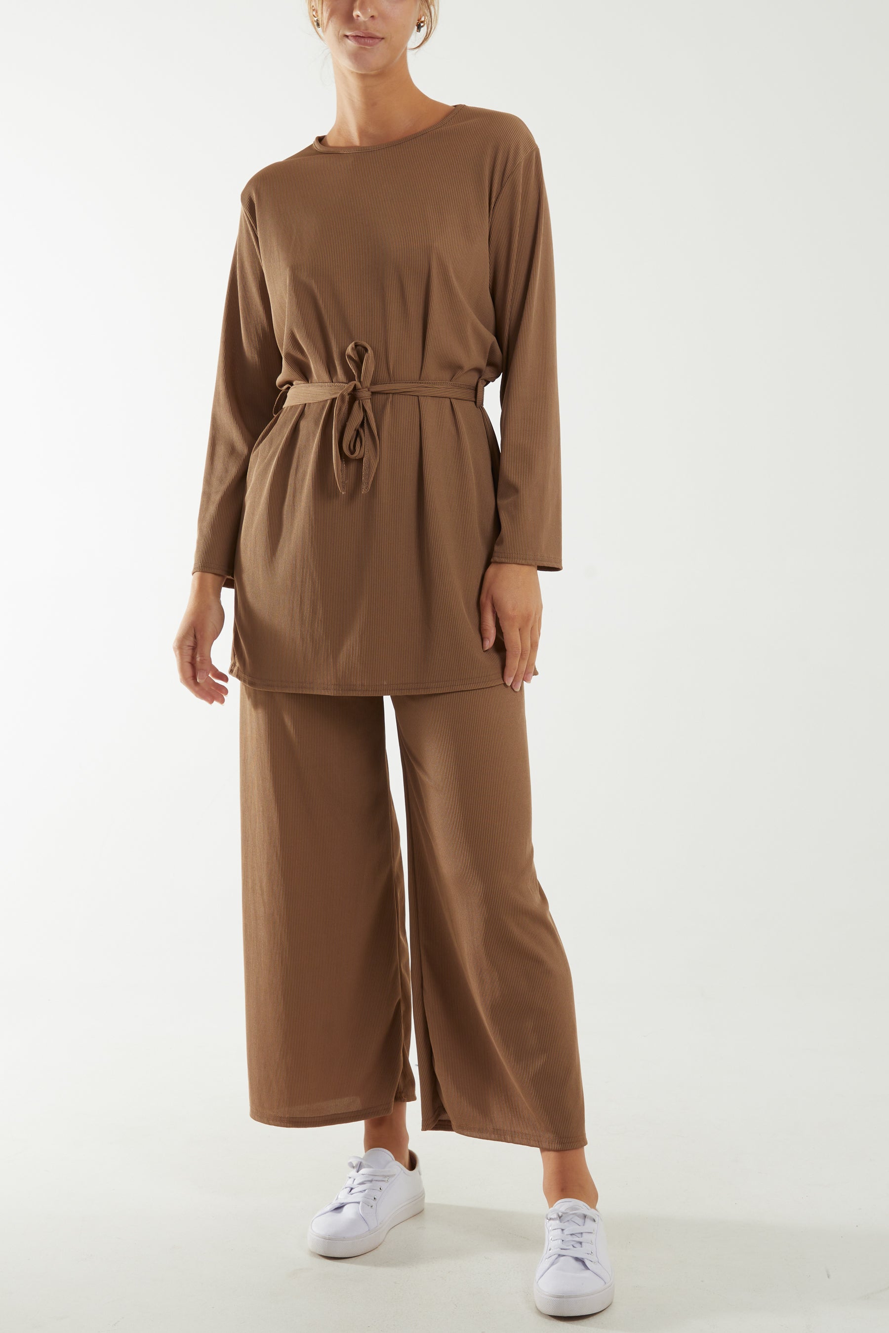 Tied Front Top & Trousers Belted Set