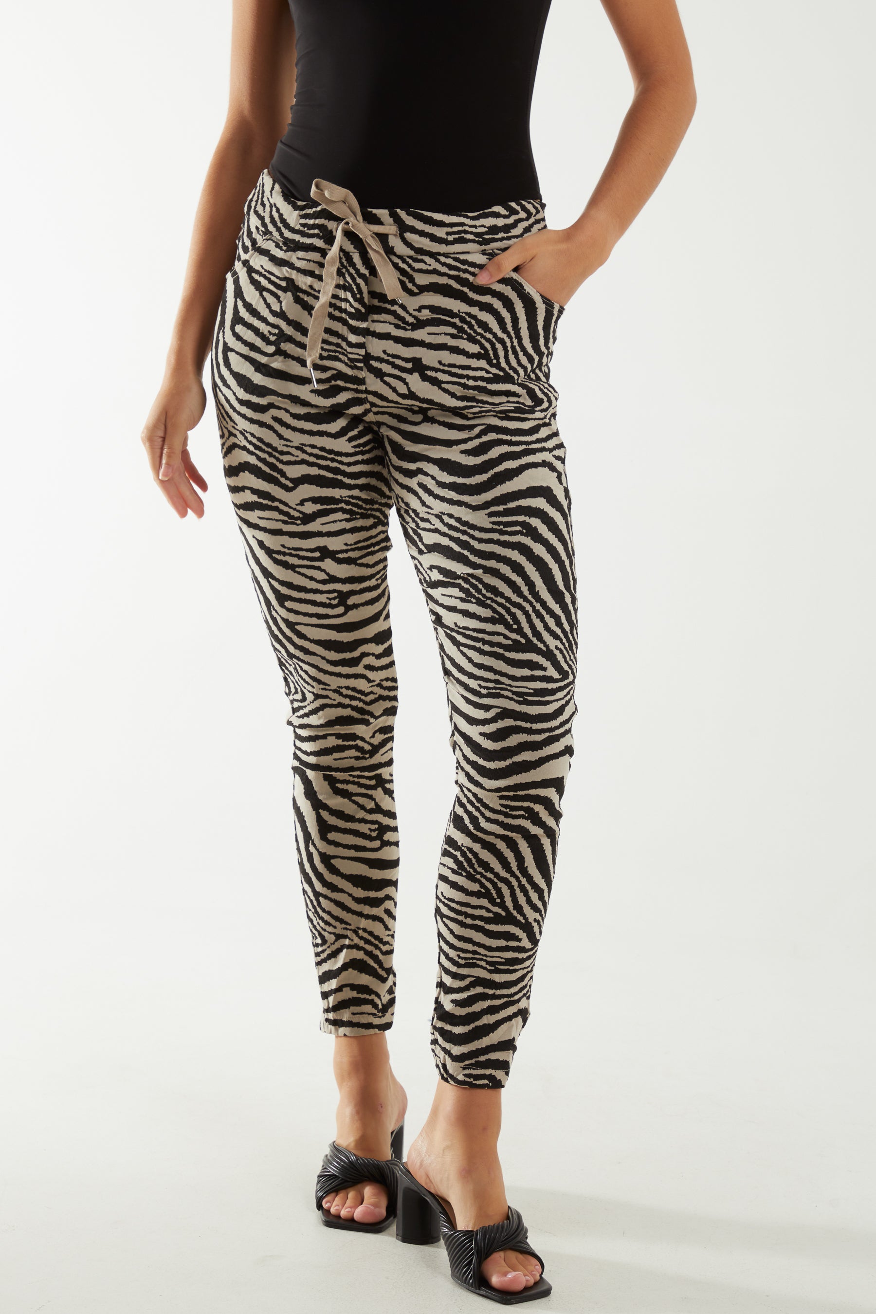 Zebra Print Elasticated Trousers