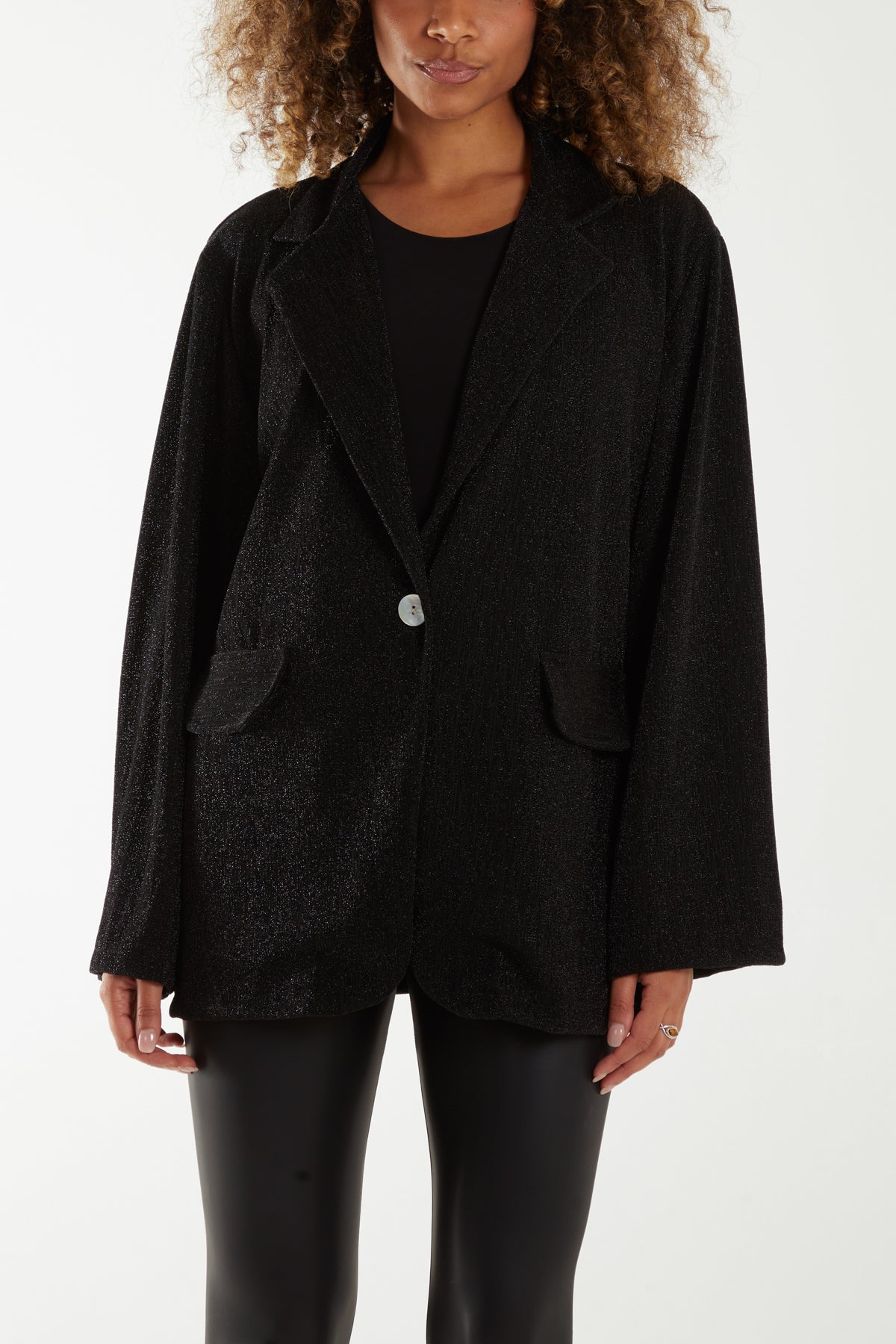 Double Pockets Shimmer Blazer