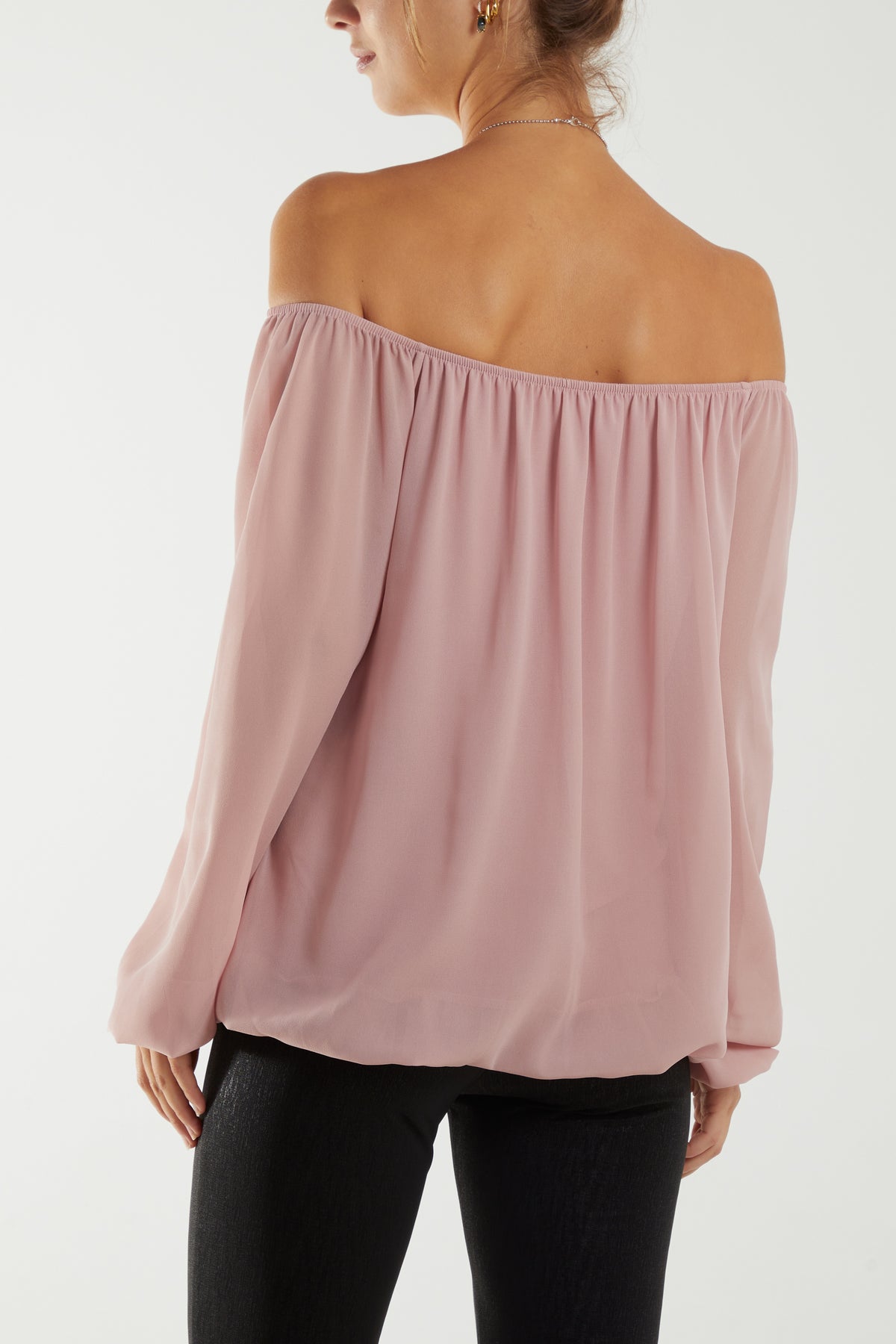 Off The Shoulder Puffball Necklace Top