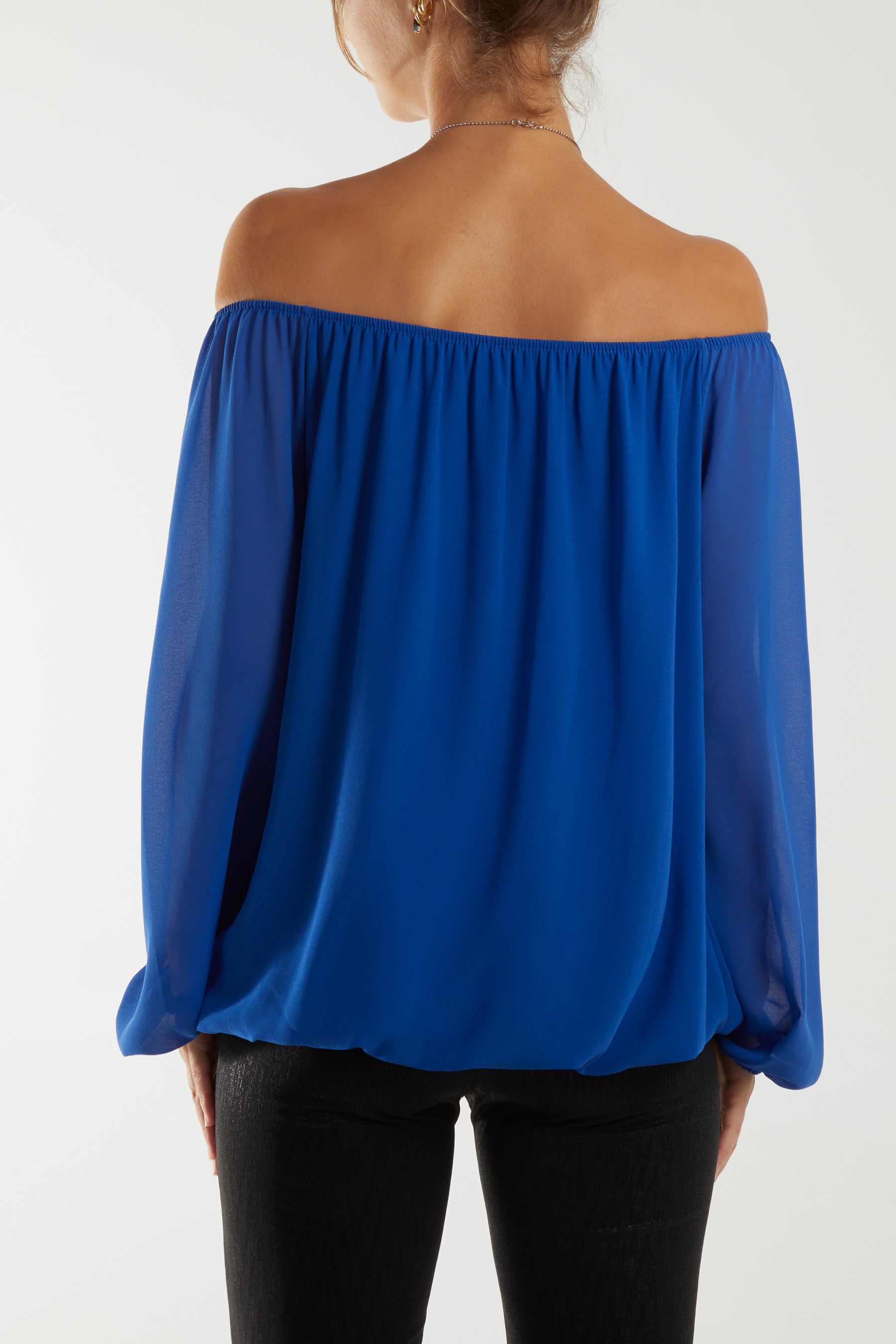 Off The Shoulder Puffball Necklace Top