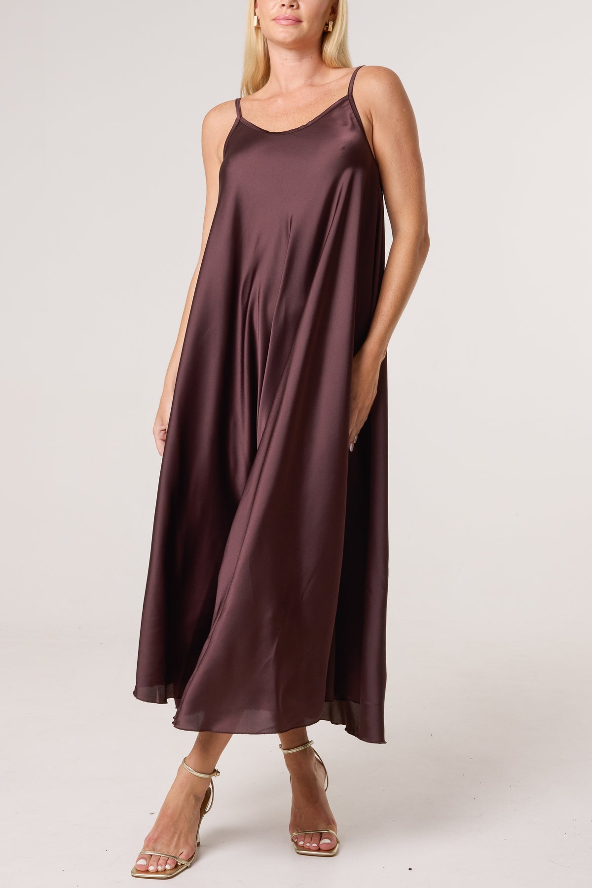 Strappy Satin Maxi Dress