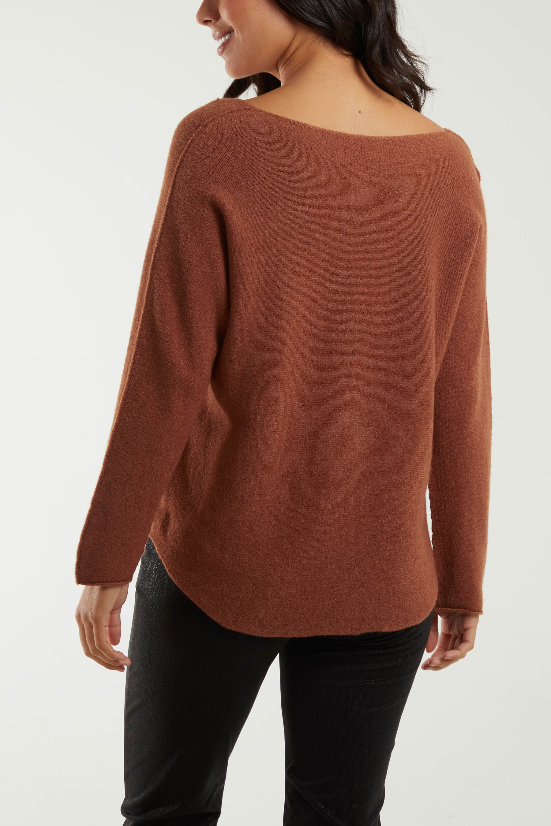 V Neck Jumper With Raw Edge