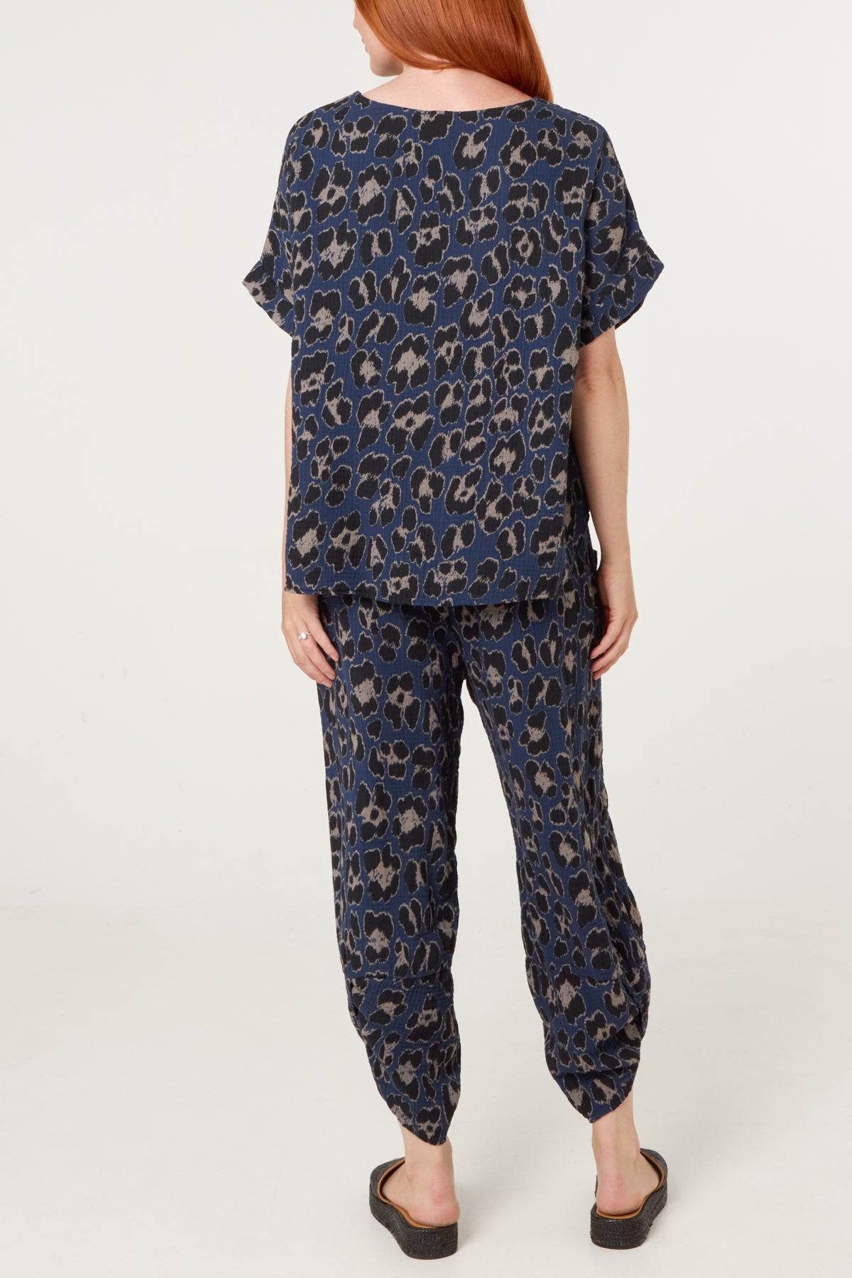 Pure Cotton Leopard Top & Cuffed Trouser