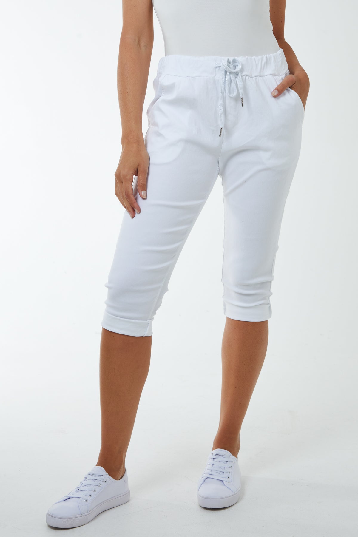 Glitter Drawstring Pocket Capri Trousers